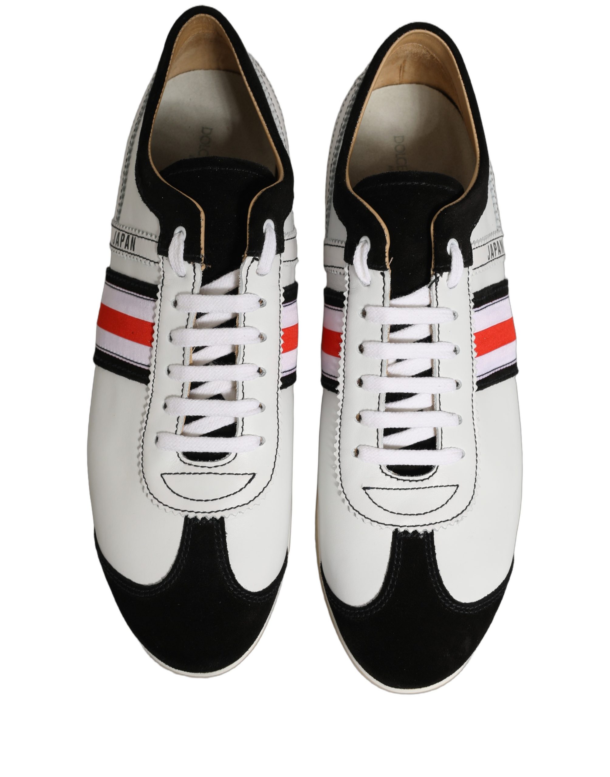 Dolce & Gabbana Black White Leather Suede Low Top Sneakers Shoes - Image 4