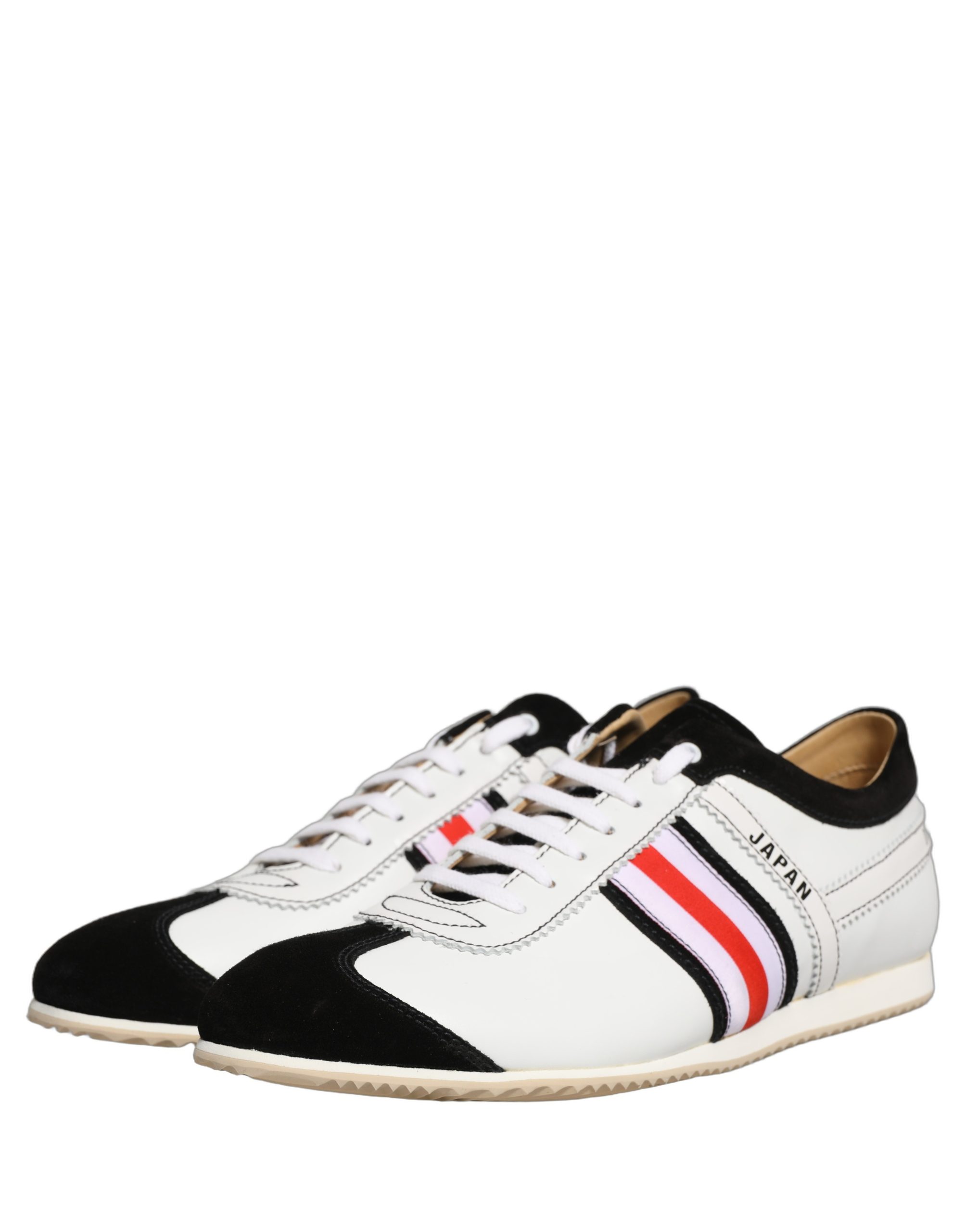 Dolce & Gabbana Black White Leather Suede Low Top Sneakers Shoes - Image 5