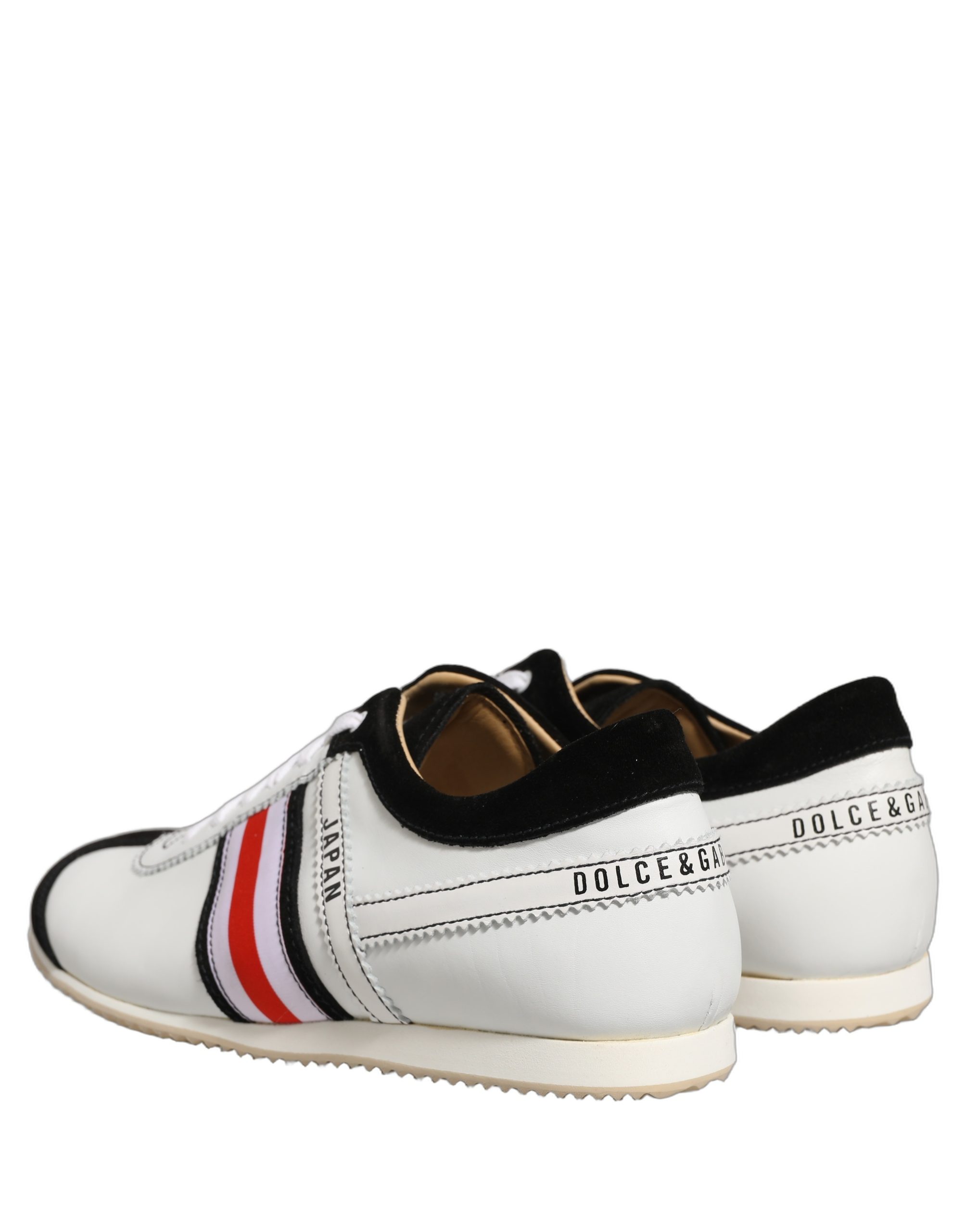 Dolce & Gabbana Black White Leather Suede Low Top Sneakers Shoes - Image 6