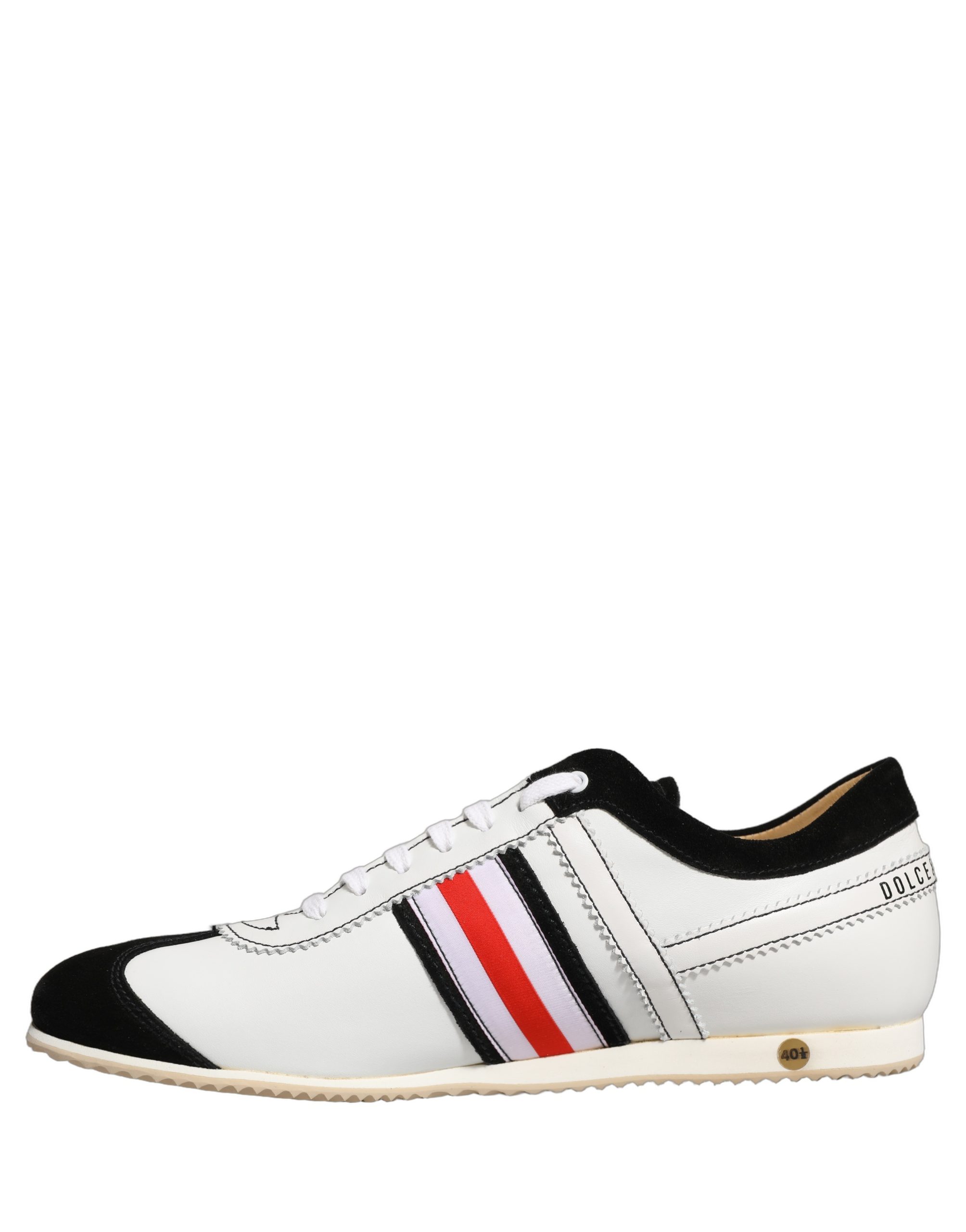Dolce & Gabbana Black White Leather Suede Low Top Sneakers Shoes - Image 7