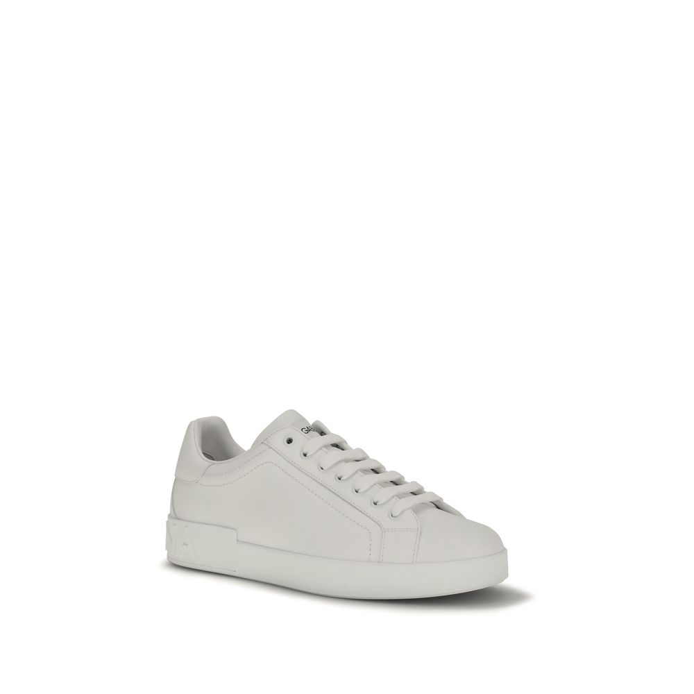 Dolce & Gabbana White Calf Leather Bos Taurus Low Top Sneakers - Image 2