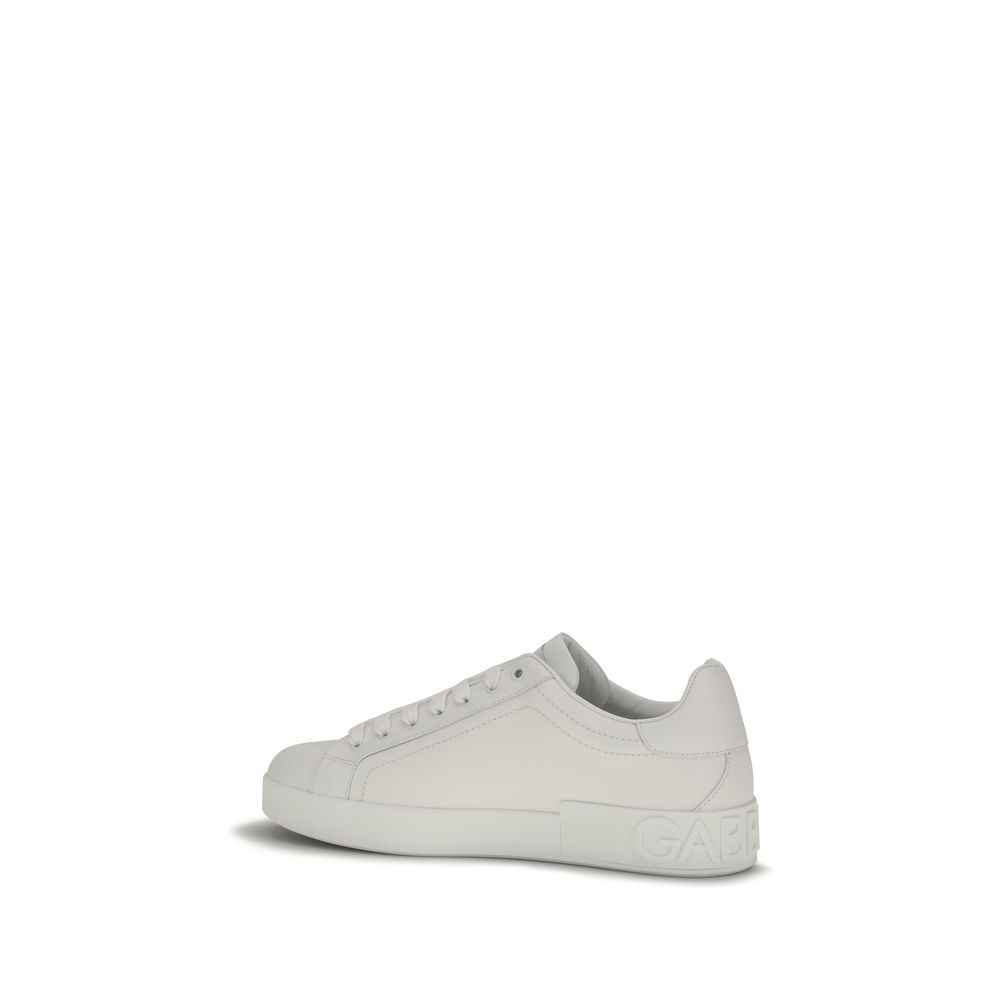 Dolce & Gabbana White Calf Leather Bos Taurus Low Top Sneakers - Image 3