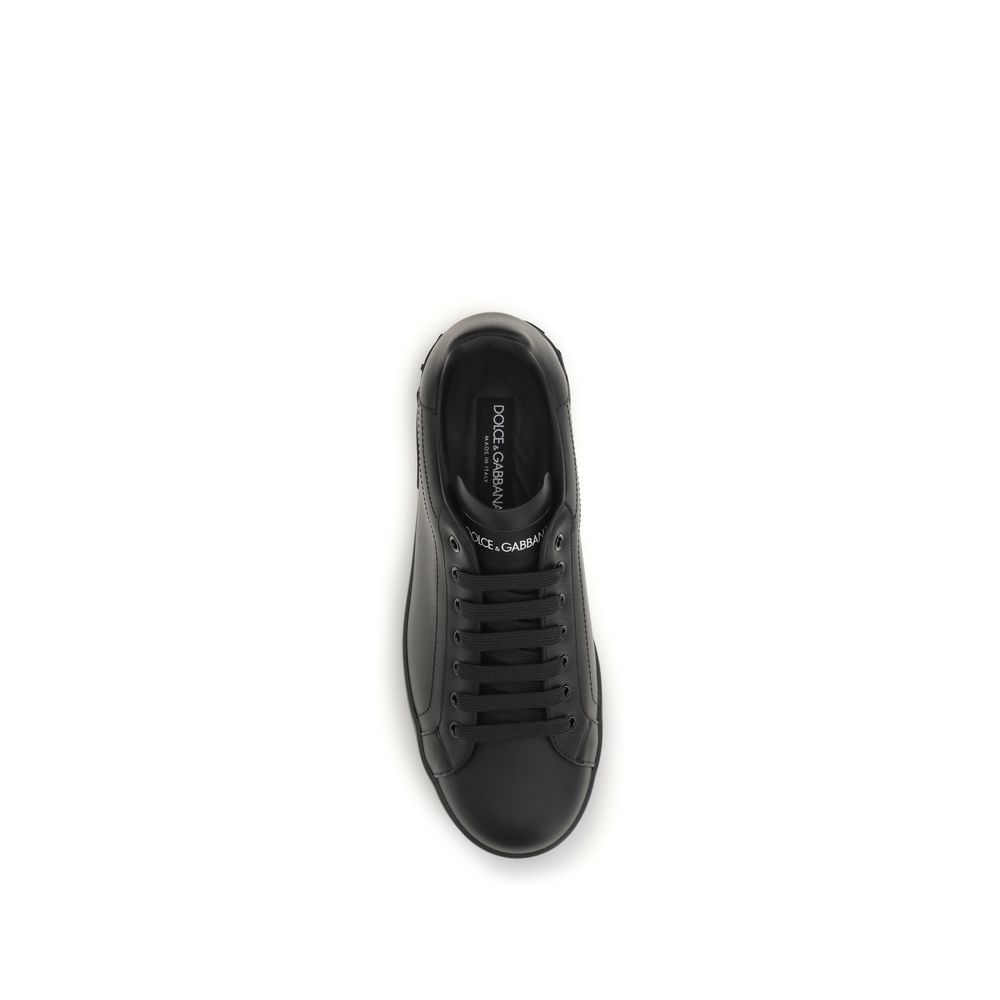 Dolce & Gabbana Black Calf Leather Bos Taurus Low Top Sneakers - Image 4