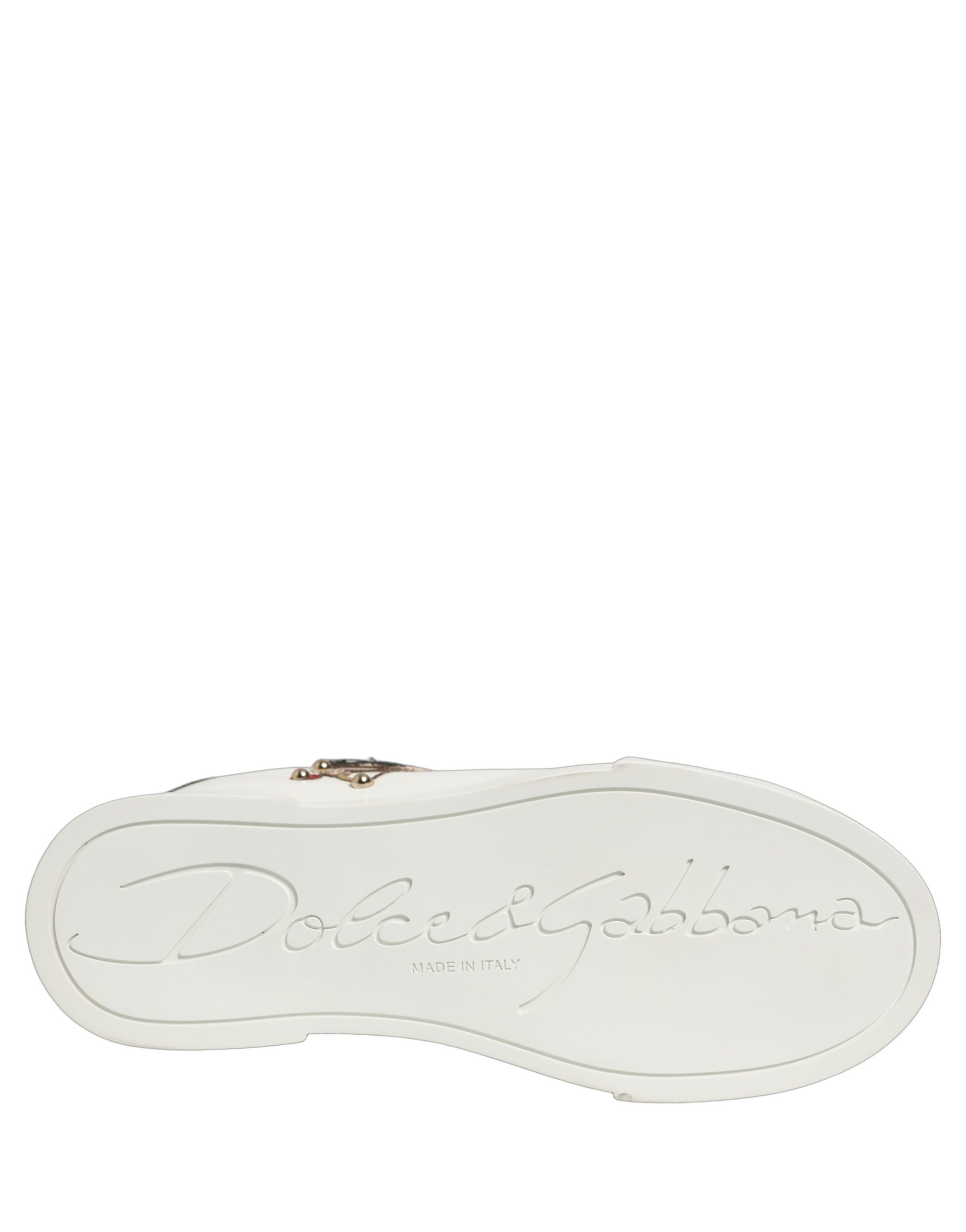 Dolce & Gabbana White Patch Calfskin Nappa Portofino Sneakers Shoes - Image 7