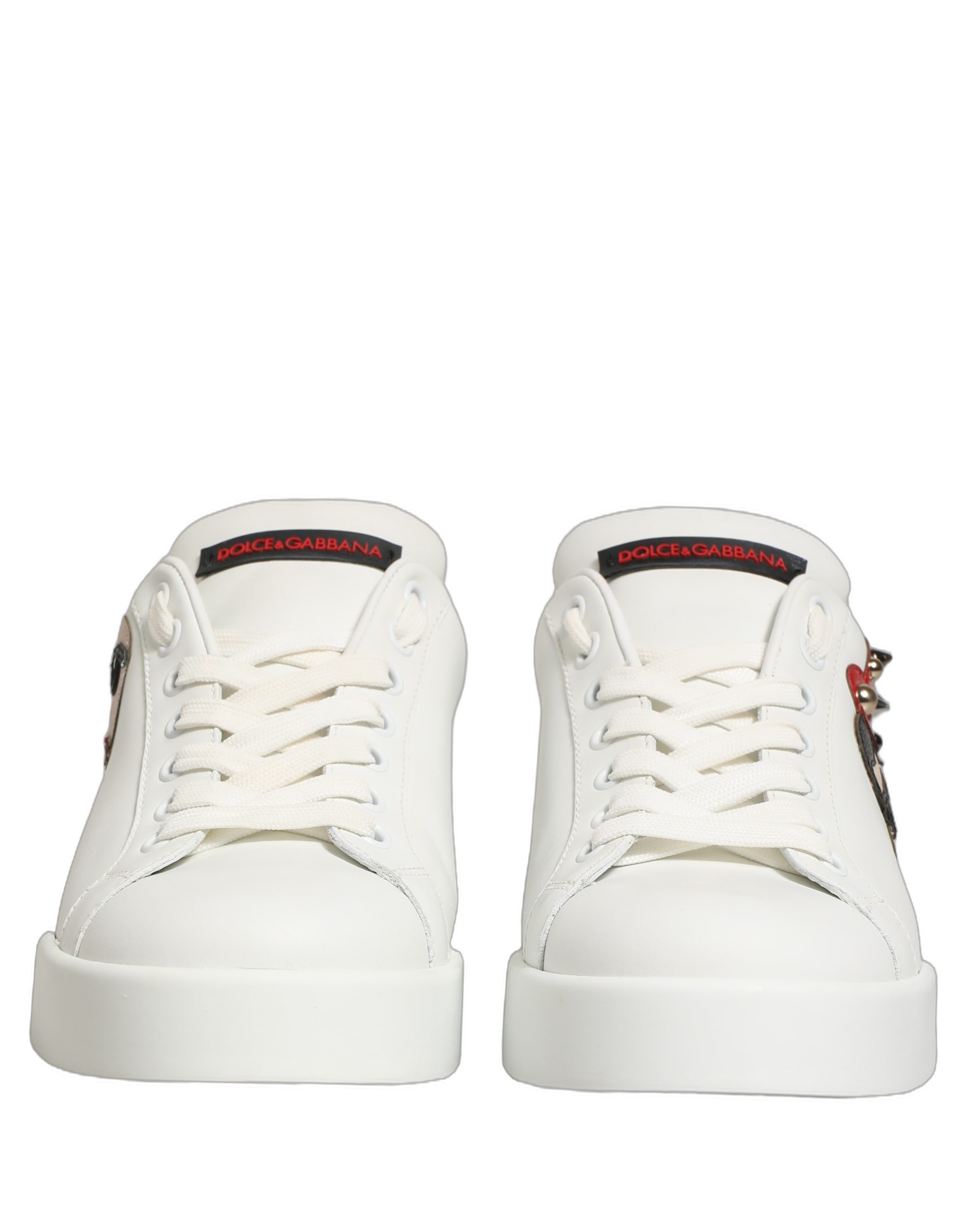 Dolce & Gabbana White Patch Calfskin Nappa Portofino Sneakers Shoes - Image 3