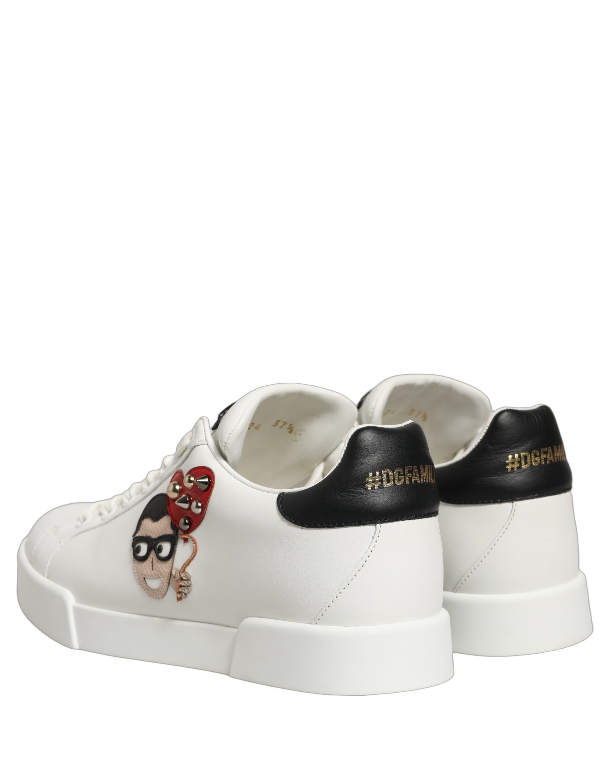 Dolce & Gabbana White Patch Calfskin Nappa Portofino Sneakers Shoes - Image 5