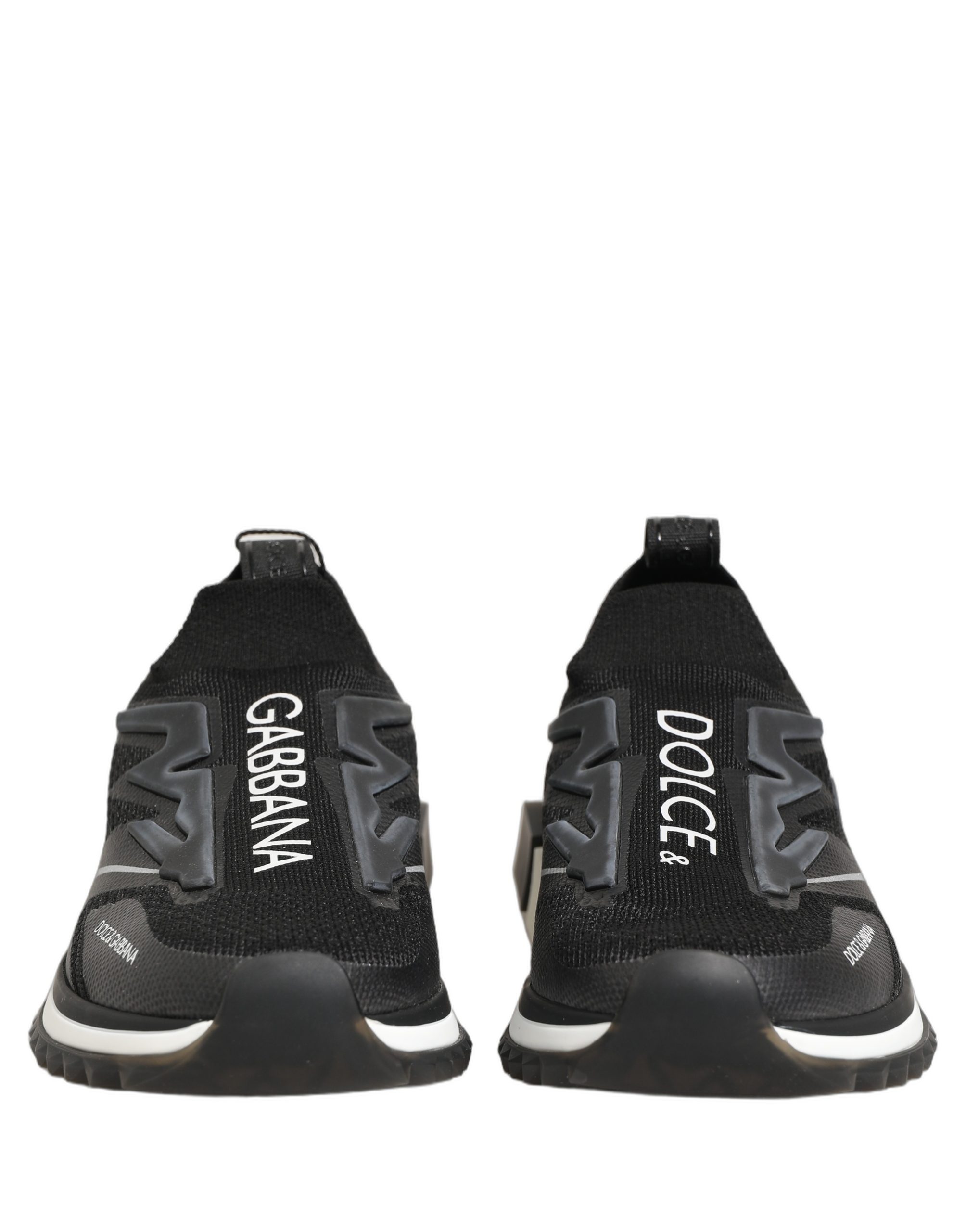 Dolce & Gabbana Black White Sorrento Slip-On Logo Sneakers Shoes - Image 3
