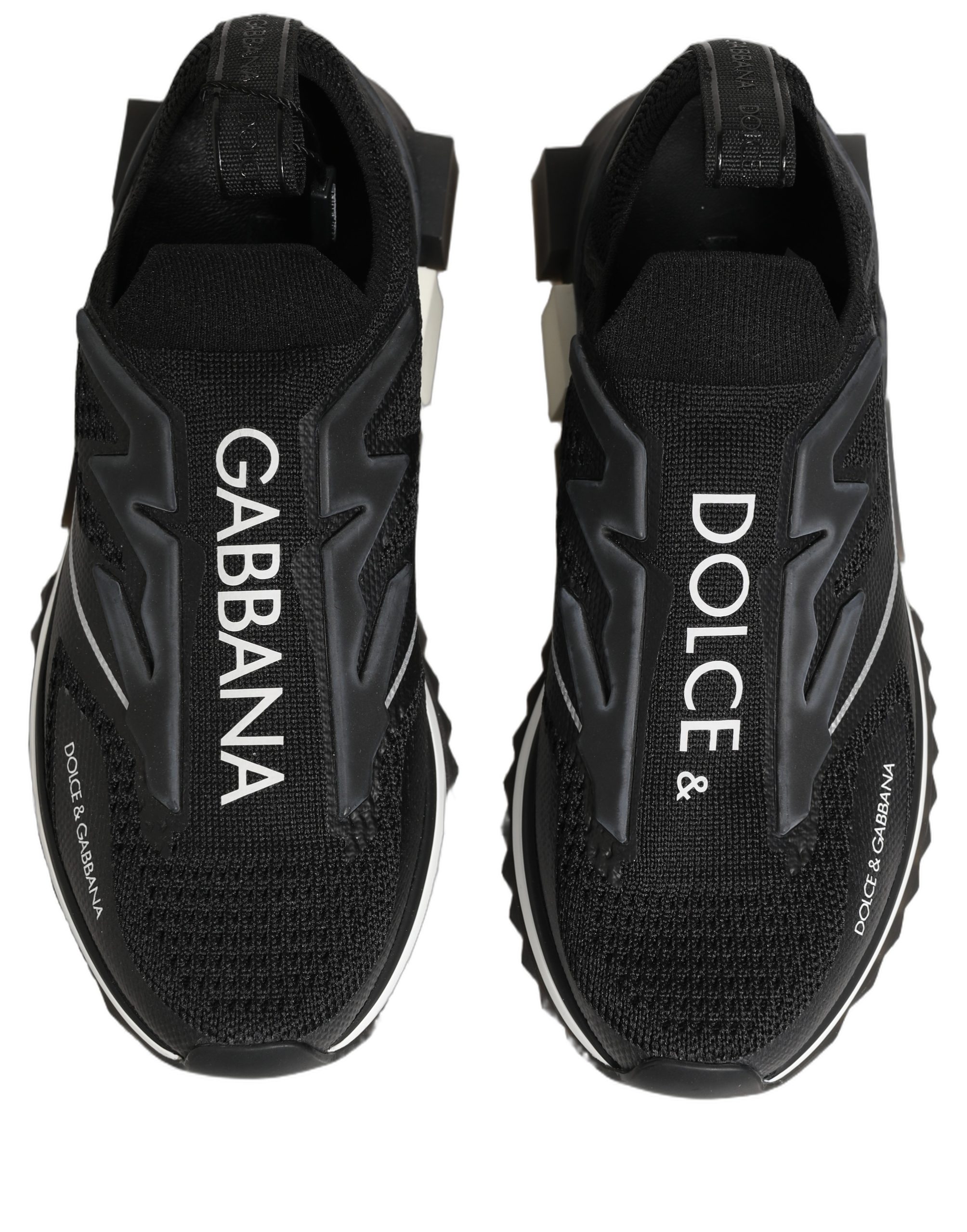 Dolce & Gabbana Black White Sorrento Slip-On Logo Sneakers Shoes - Image 4