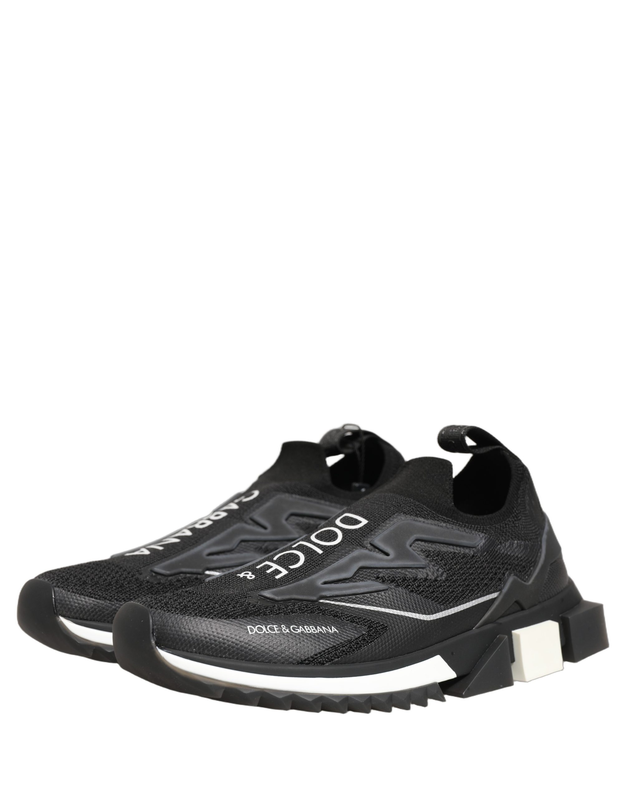 Dolce & Gabbana Black White Sorrento Slip-On Logo Sneakers Shoes - Image 5