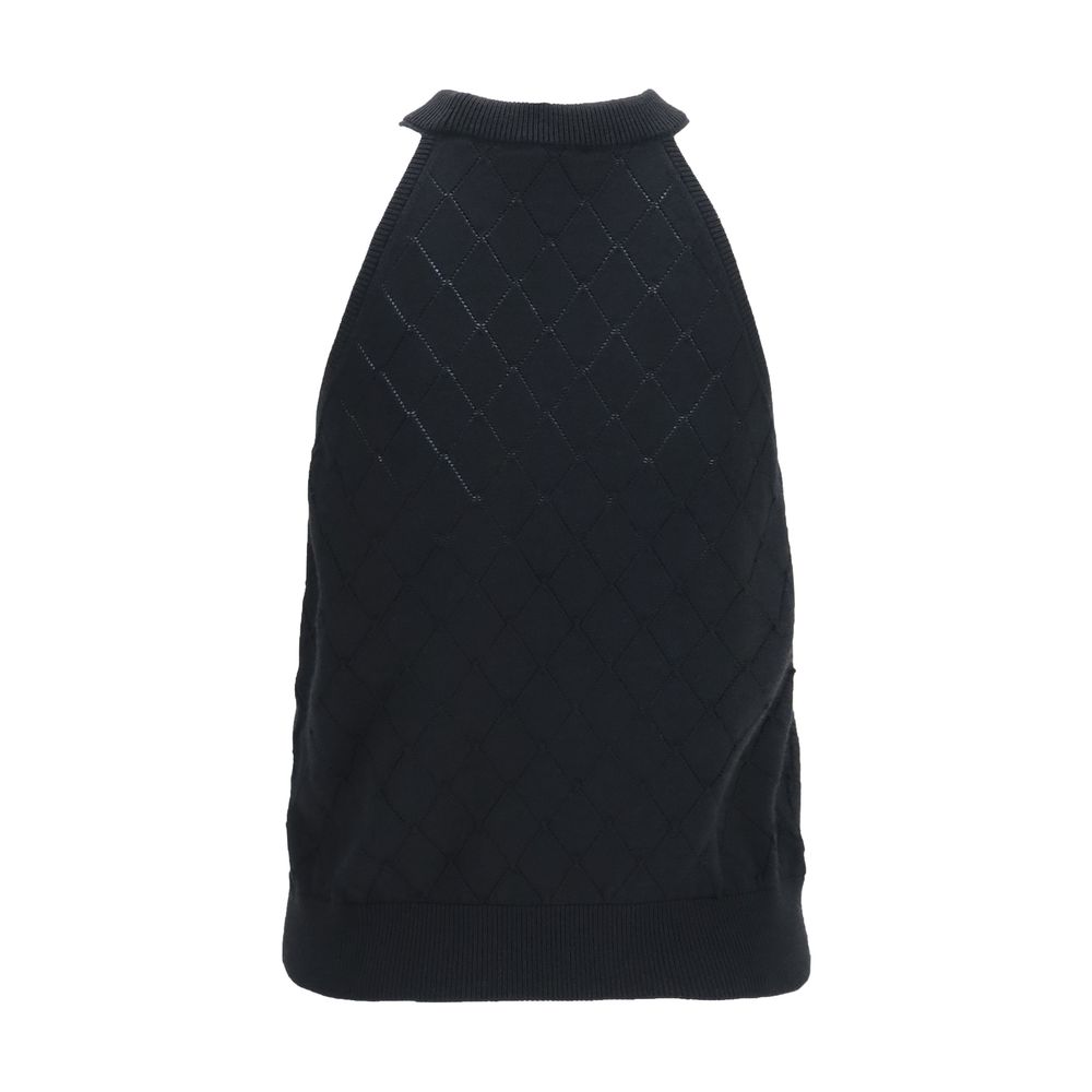 Balmain Black Wool Oves Aries Sleeveles T-Shirt - Image 2