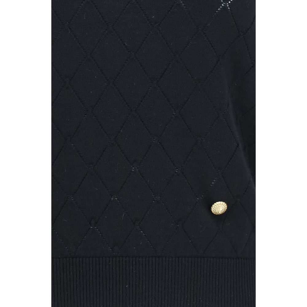 Balmain Black Wool Oves Aries Sleeveles T-Shirt - Image 3