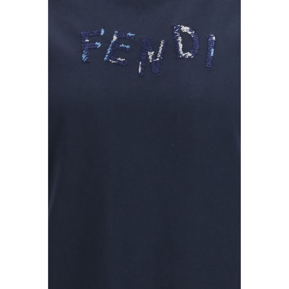 Fendi Blue Cotton T-Shirt - Image 3