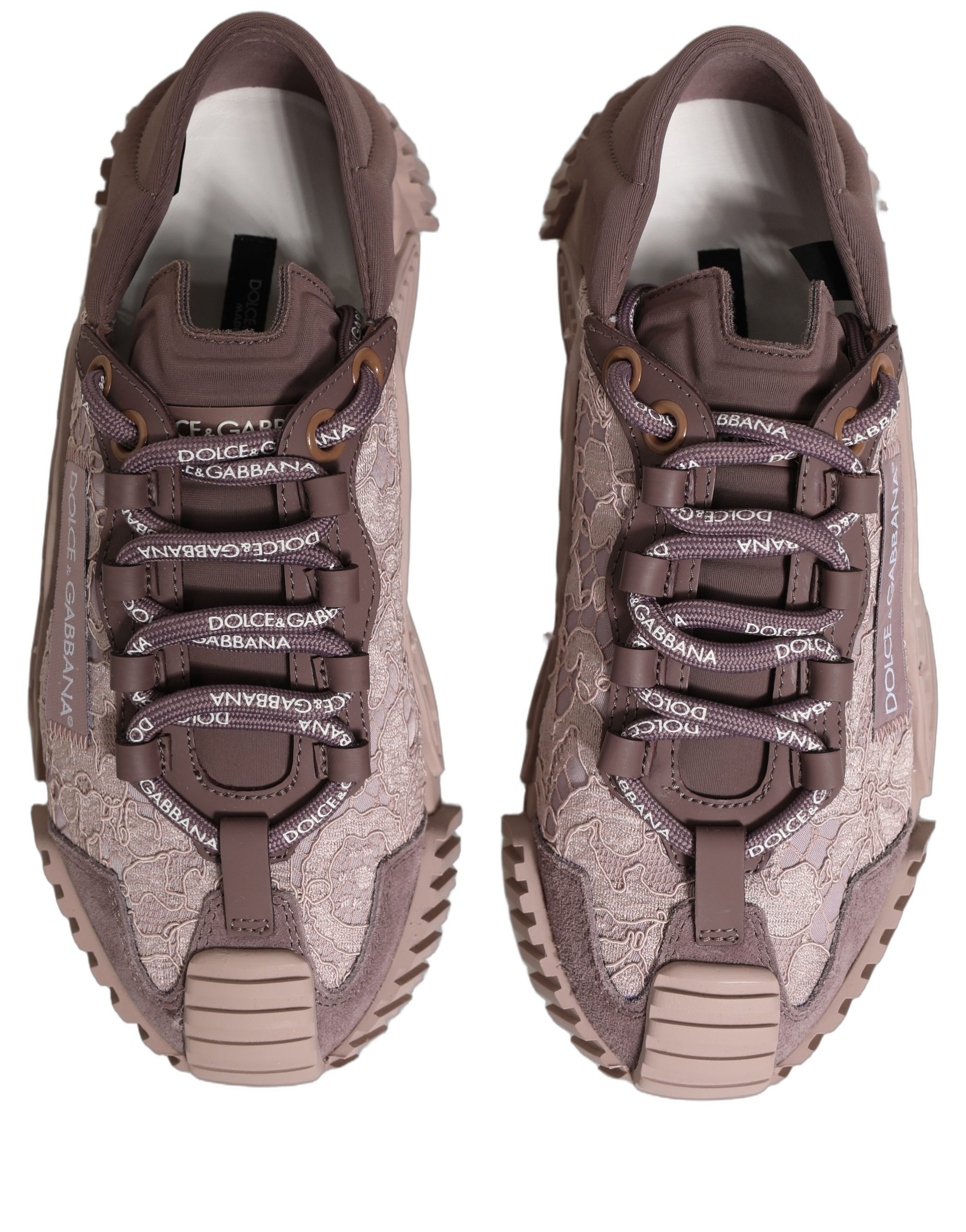 Dolce & Gabbana Pink Lace NS1 Low Top Sneaker Sports Shoes - Image 4