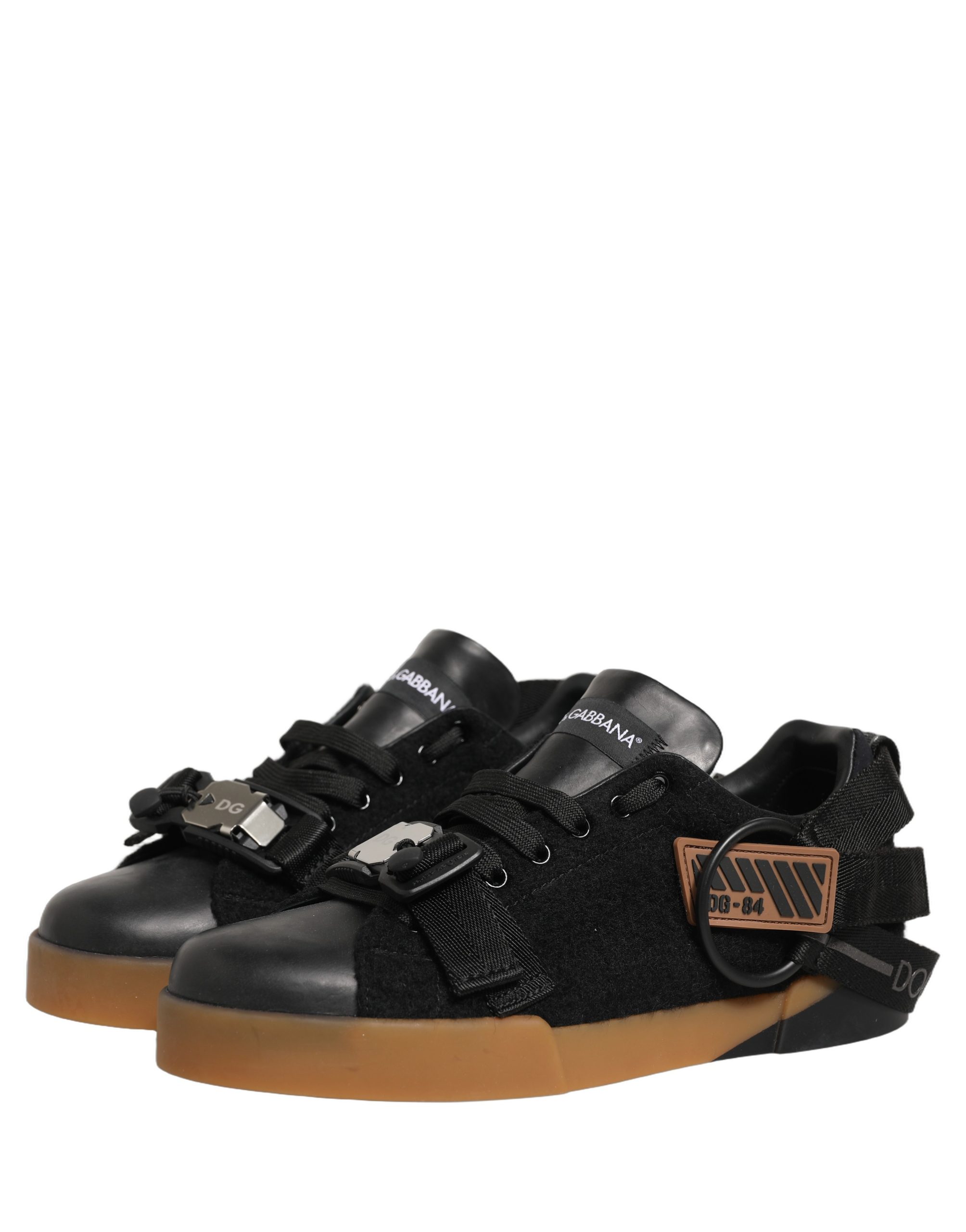 Dolce & Gabbana Black Leather Low Trainers Men Sneakers Shoes - Image 3