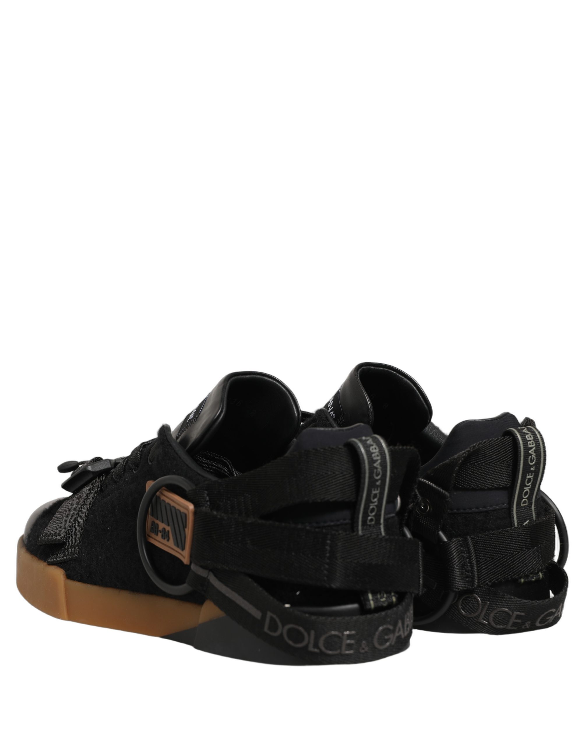 Dolce & Gabbana Black Leather Low Trainers Men Sneakers Shoes - Image 4