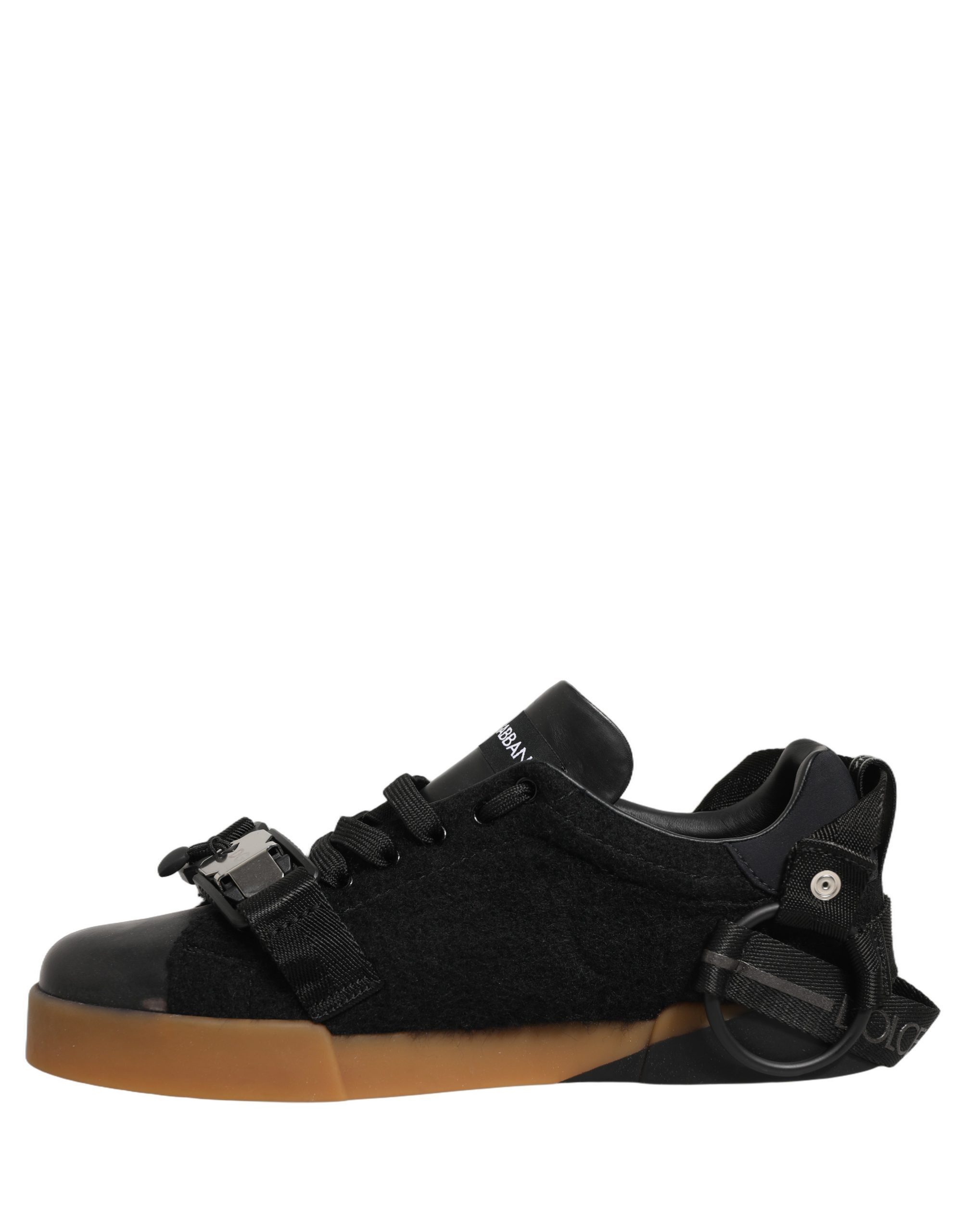 Dolce & Gabbana Black Leather Low Trainers Men Sneakers Shoes - Image 5