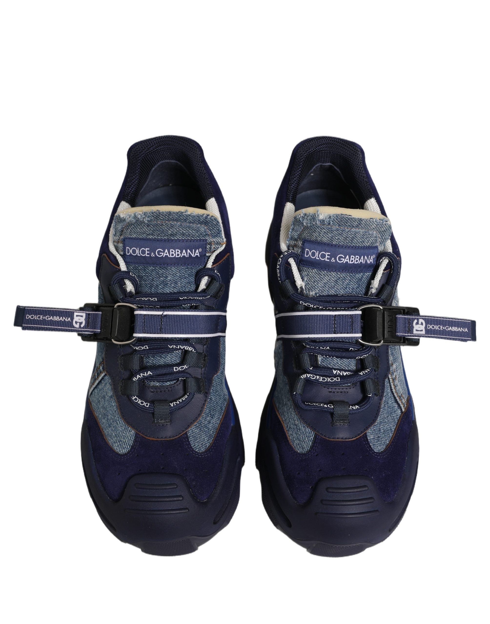 Dolce & Gabbana Blue Airmaster Panelled Low Top Denim Sneakers Shoes - Image 2