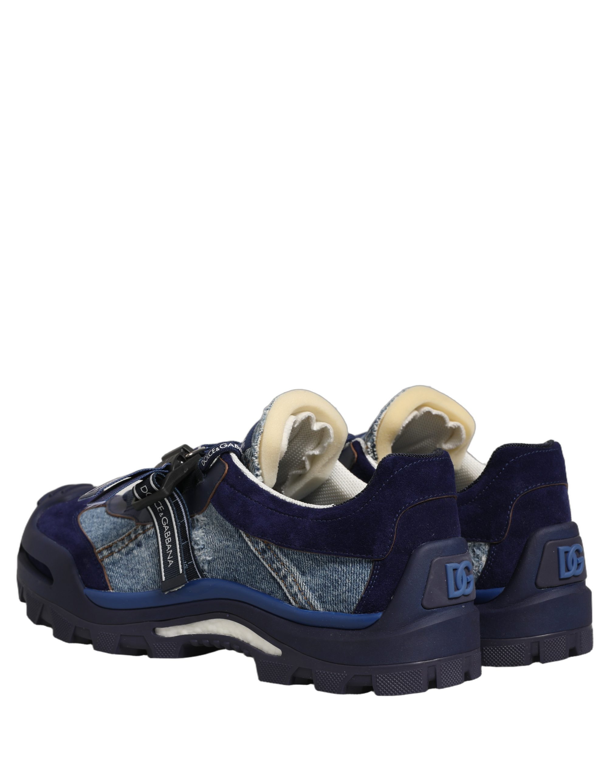 Dolce & Gabbana Blue Airmaster Panelled Low Top Denim Sneakers Shoes - Image 4