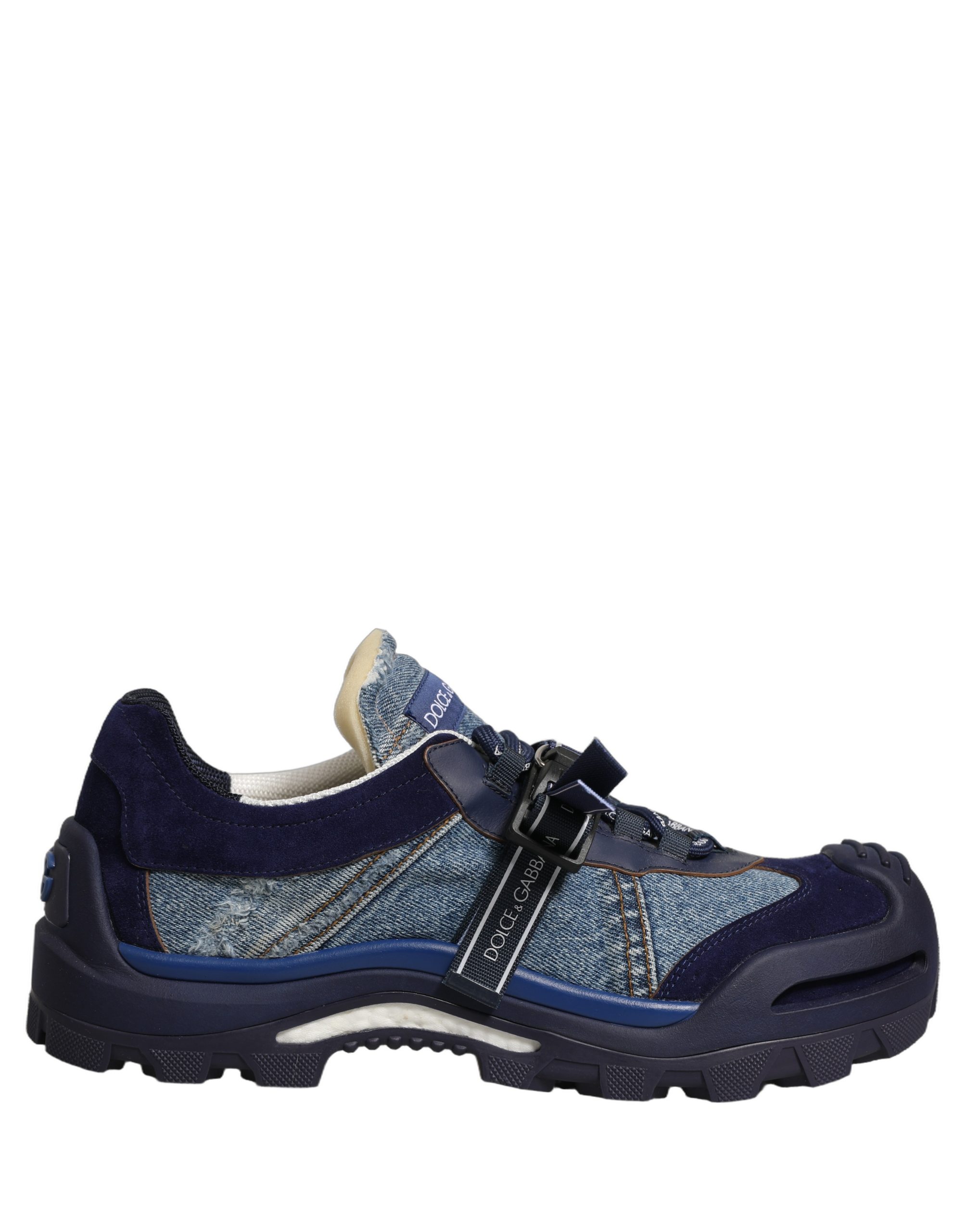Dolce & Gabbana Blue Airmaster Panelled Low Top Denim Sneakers Shoes - Image 7