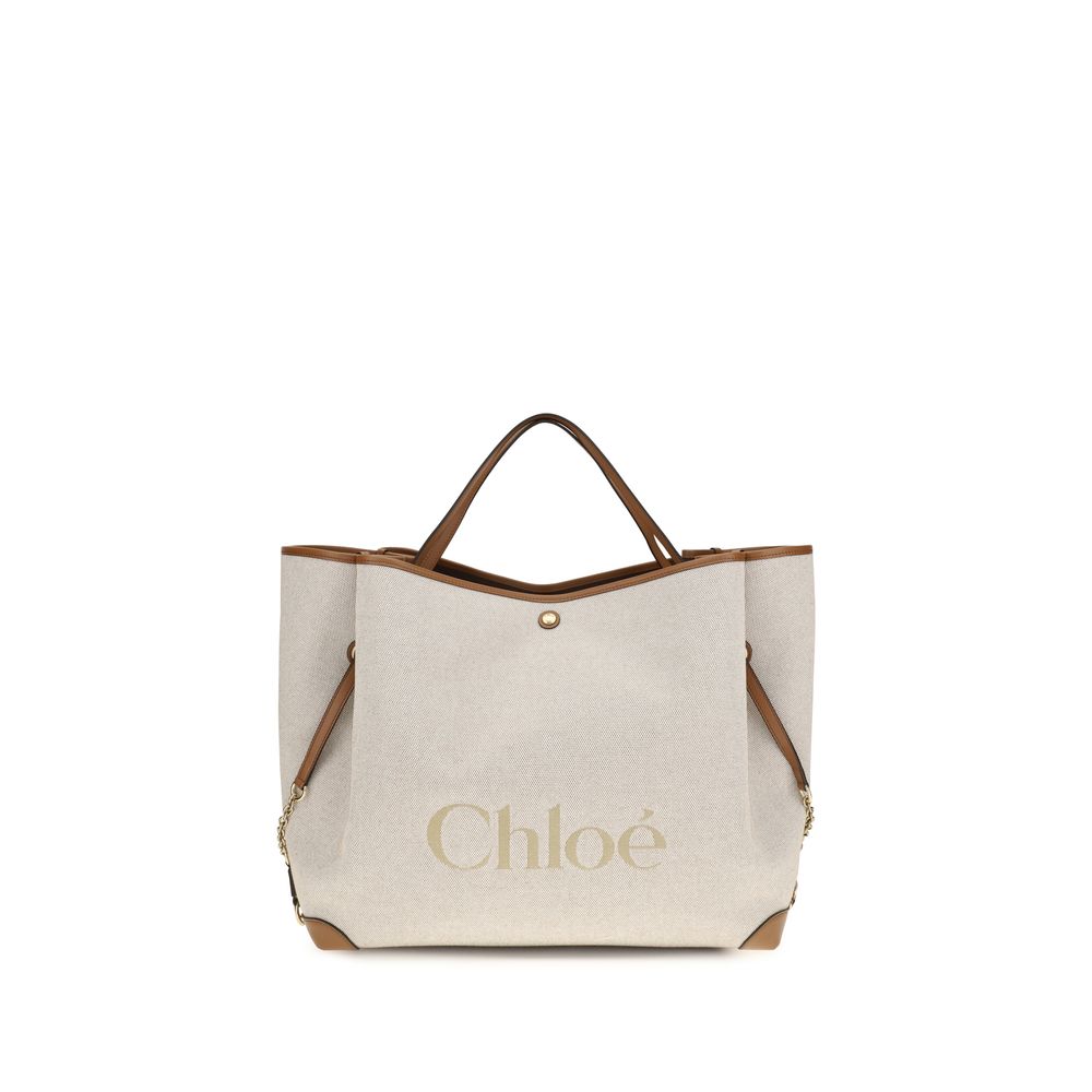 ChloƩ Beige Cotton Shoulder Bag