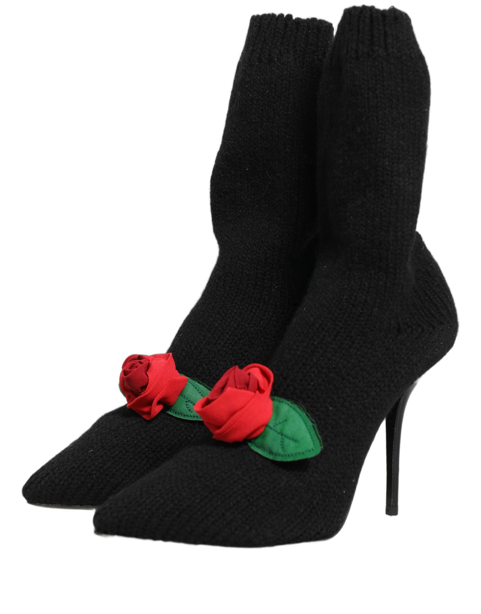 Dolce & Gabbana Black Stiletto Heels Mid Calf Boots Shoes - Image 4