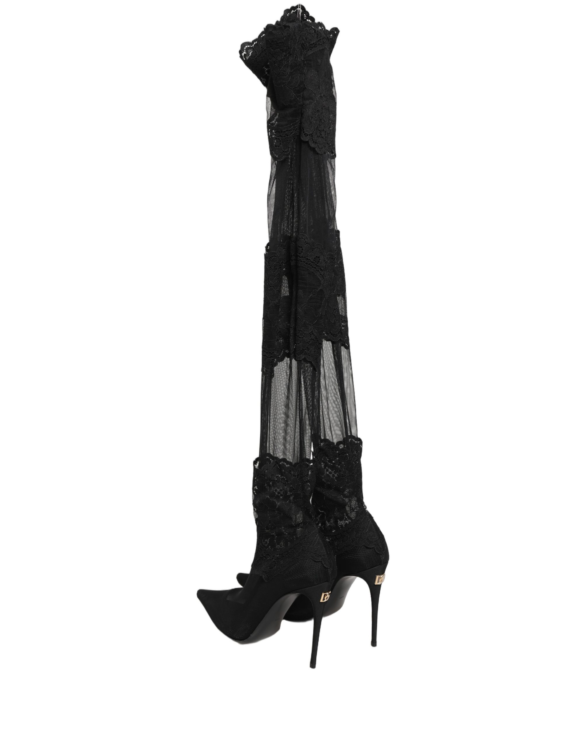 Dolce & Gabbana Black Over The Knee Sock Pumps Boots Shoes - Image 2