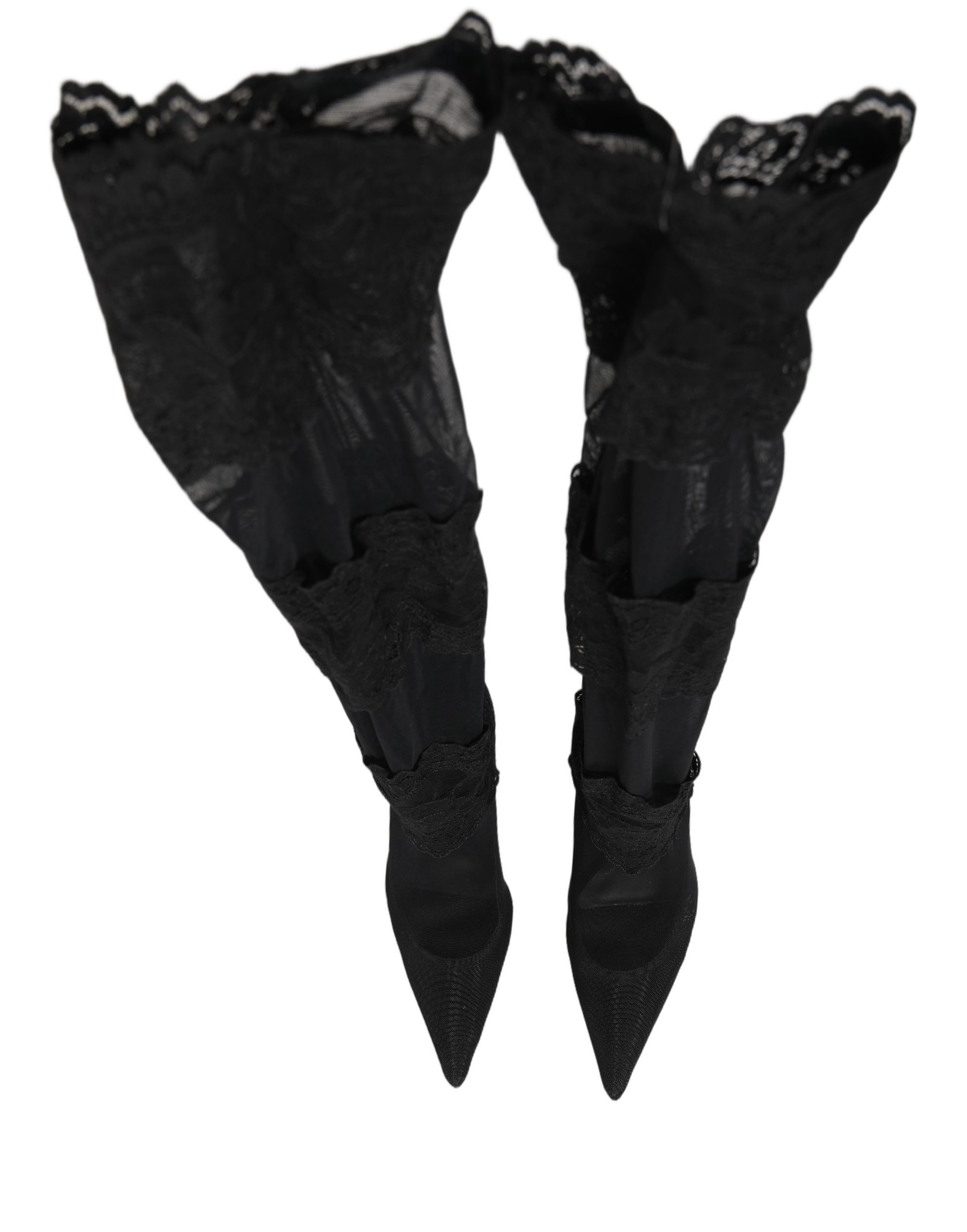 Dolce & Gabbana Black Over The Knee Sock Pumps Boots Shoes - Image 3