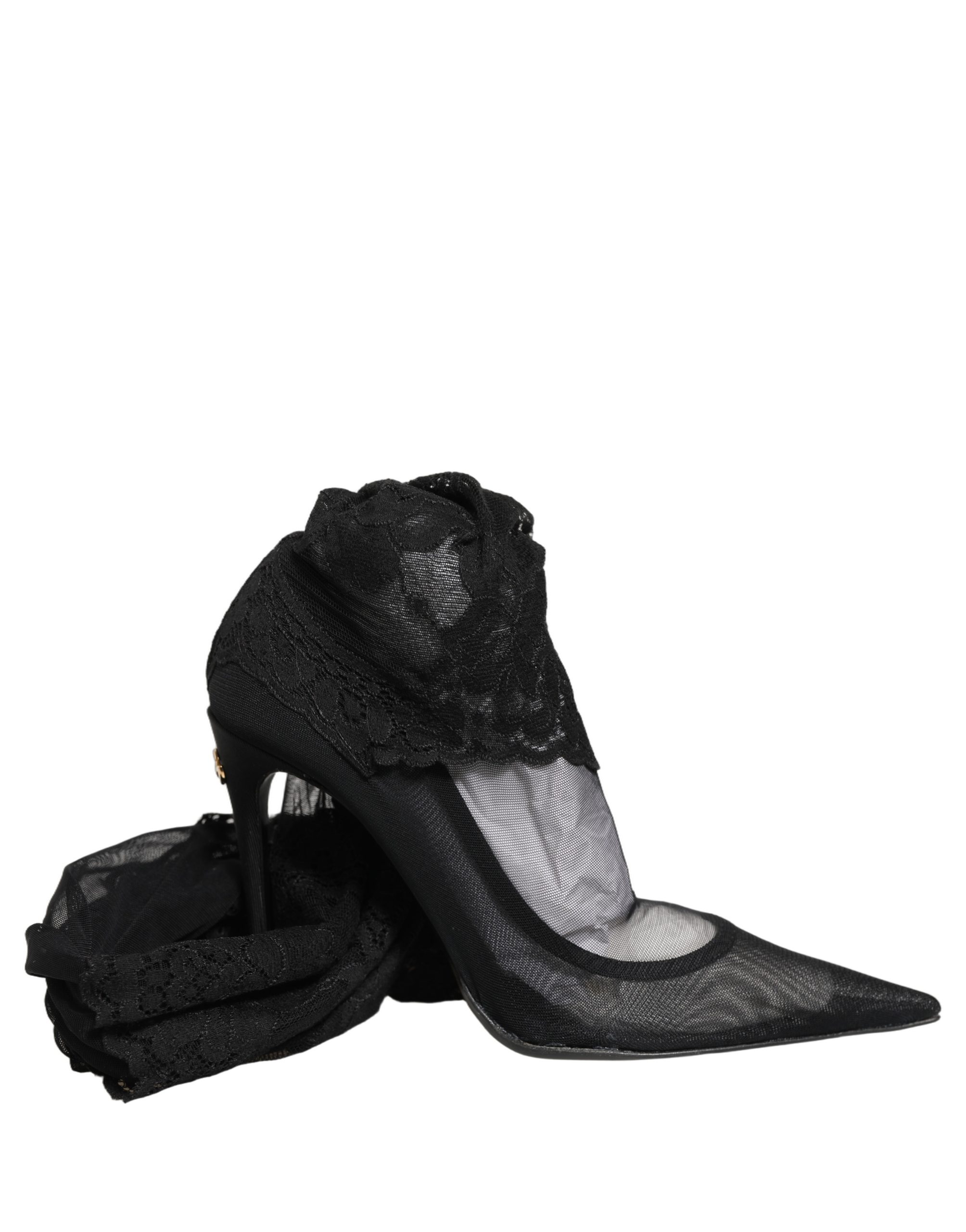 Dolce & Gabbana Black Over The Knee Sock Pumps Boots Shoes - Image 5