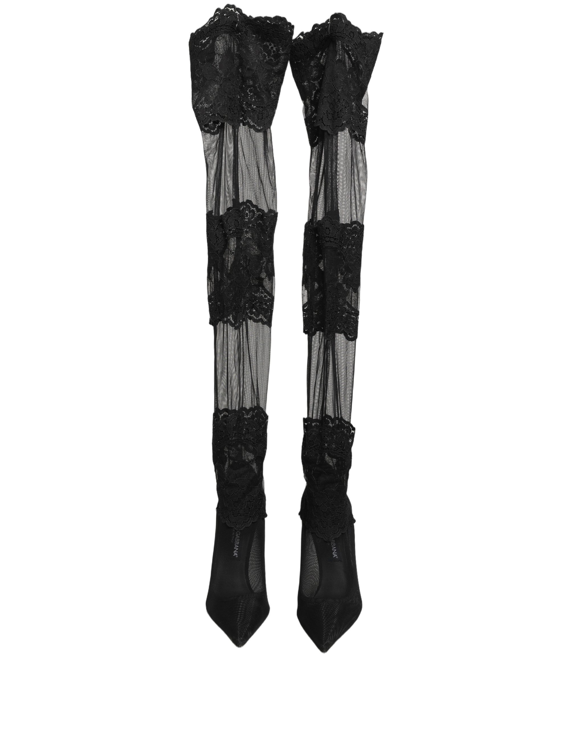 Dolce & Gabbana Black Over The Knee Sock Pumps Boots Shoes - Image 6