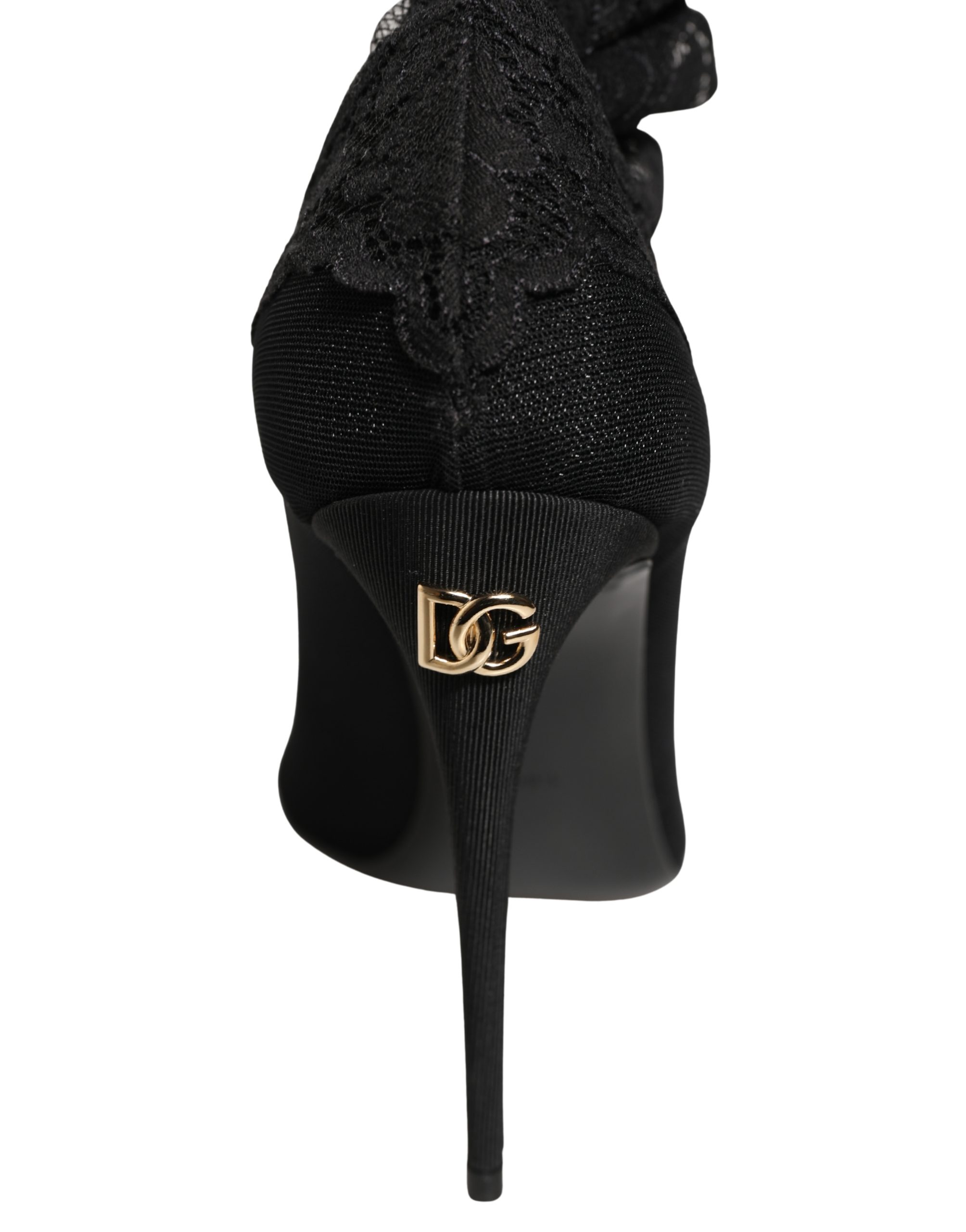 Dolce & Gabbana Black Over The Knee Sock Pumps Boots Shoes - Image 7