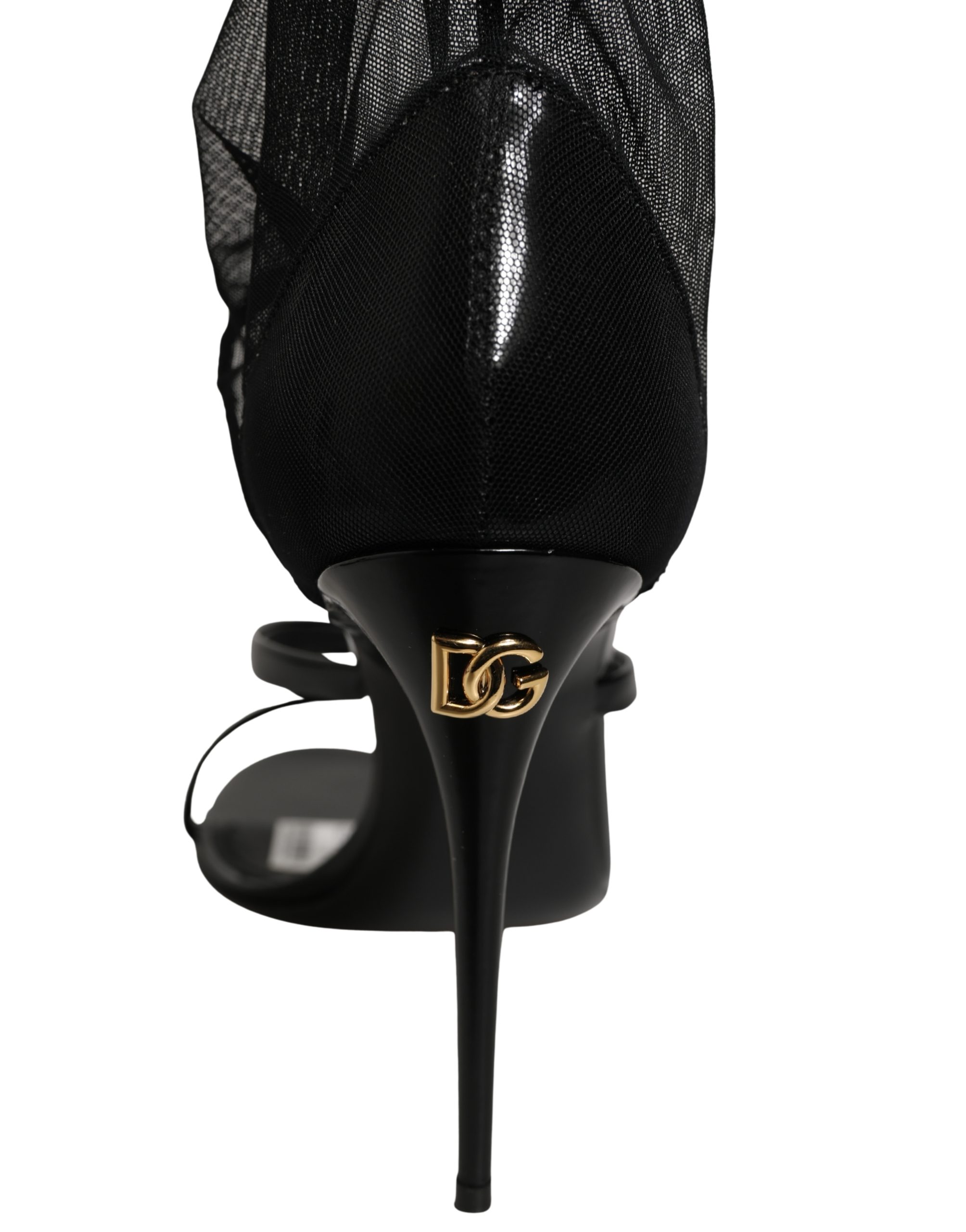 Dolce & Gabbana Stiletto Sandals Socks Knee High Boots Black - Image 5
