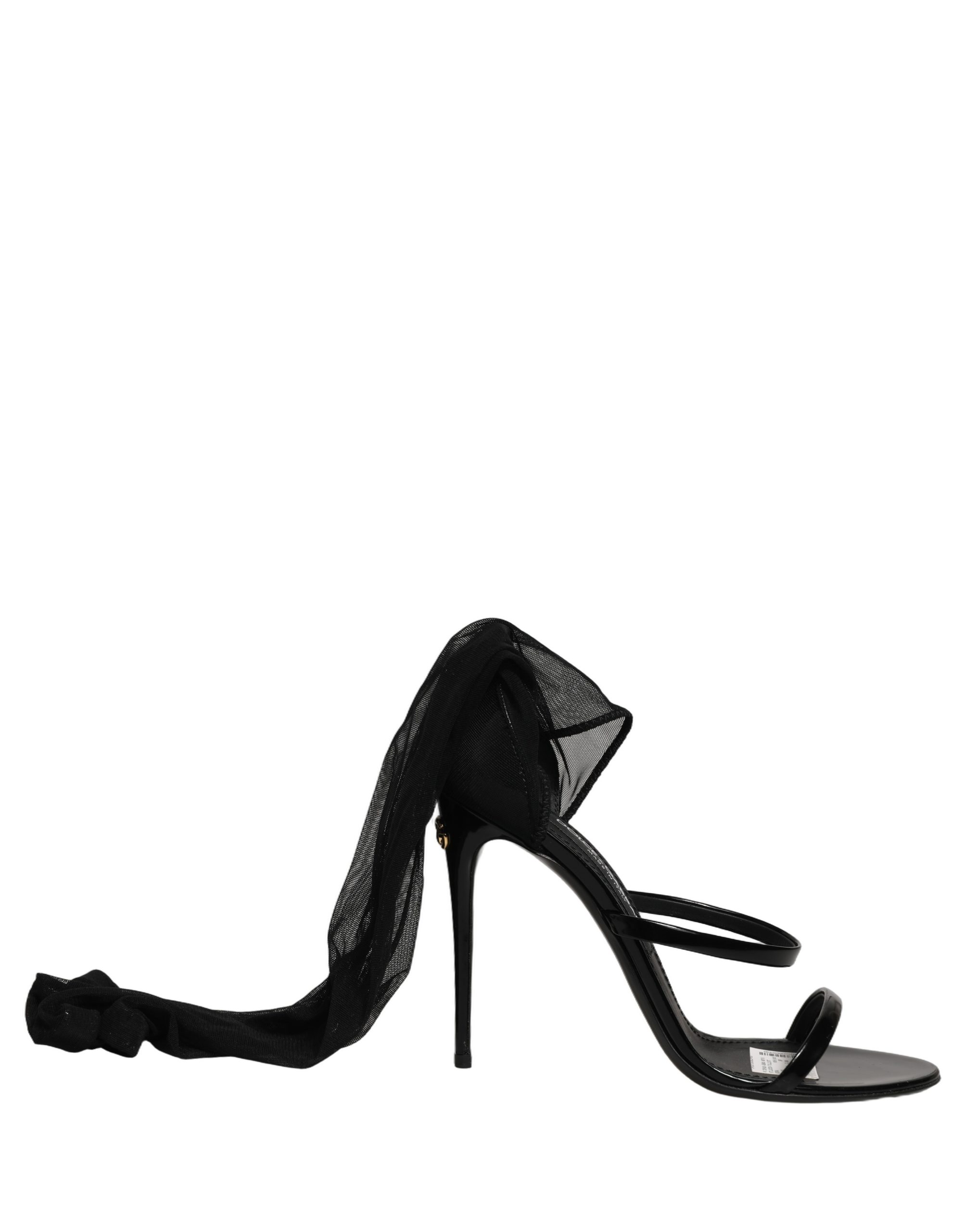 Dolce & Gabbana Stiletto Sandals Socks Knee High Boots Black - Image 7