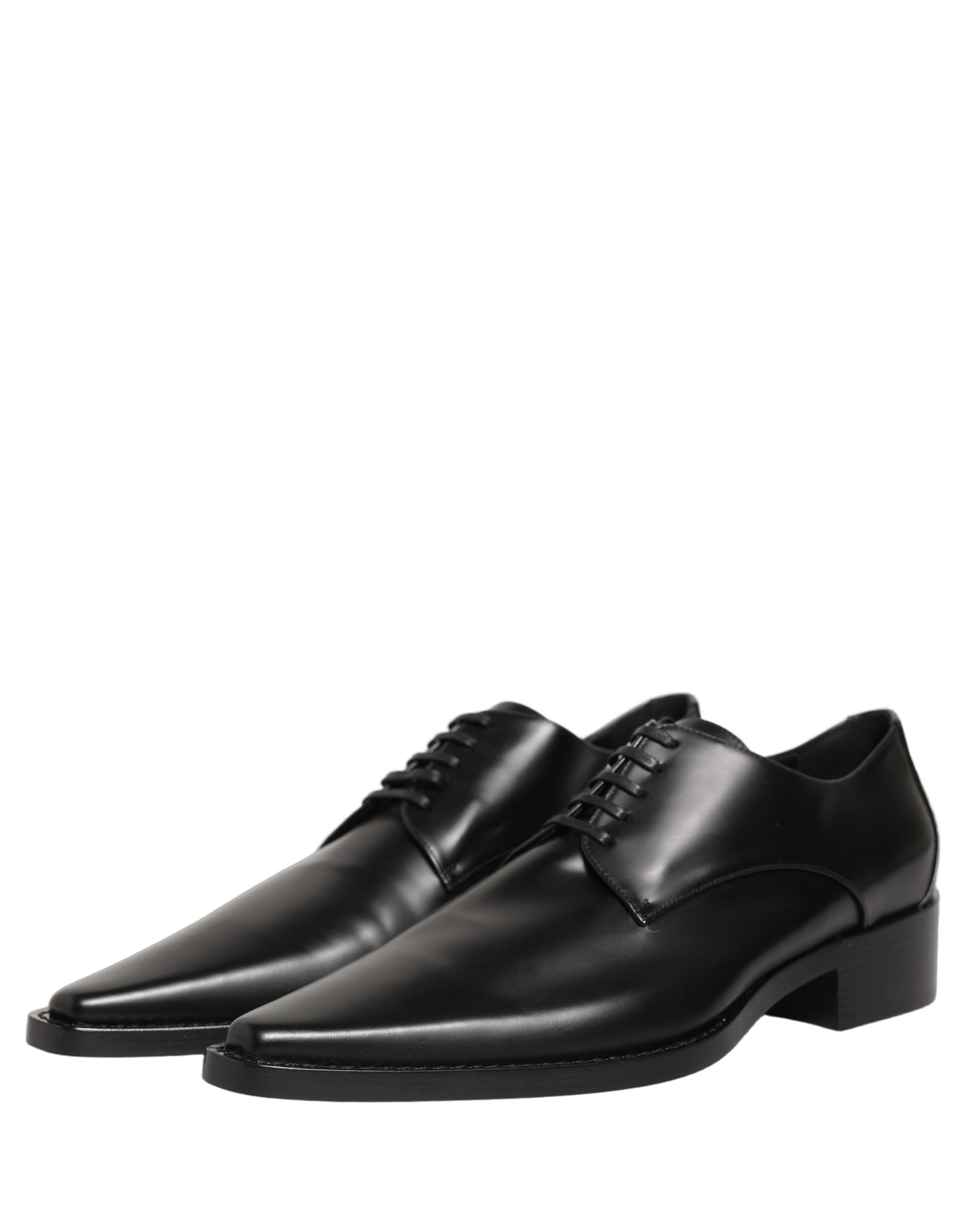 Dolce & Gabbana Black Leather Lace Up Derby Dress Shoes - Image 4