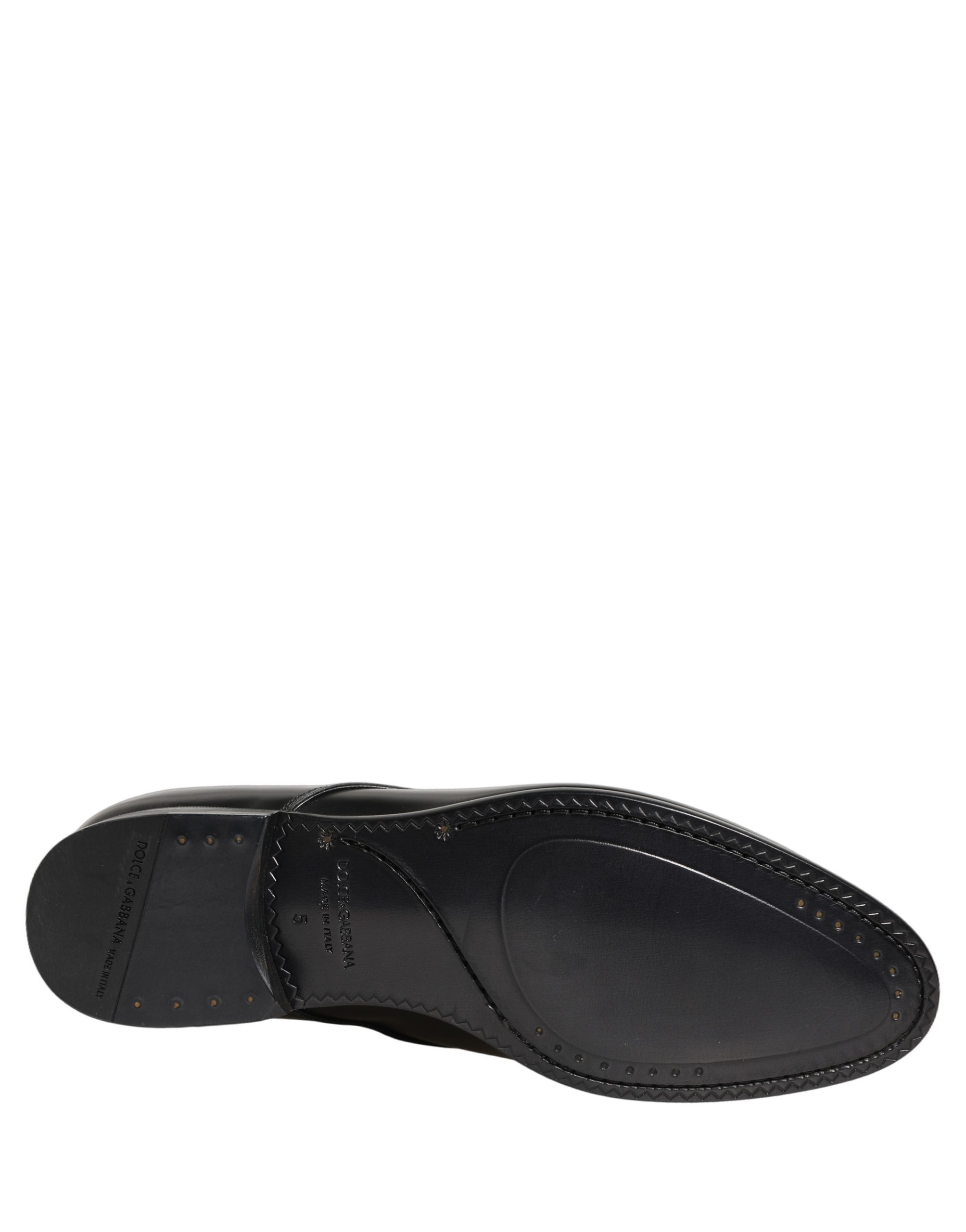 Dolce & Gabbana Black Leather Lace Up Derby Dress Shoes - Image 5