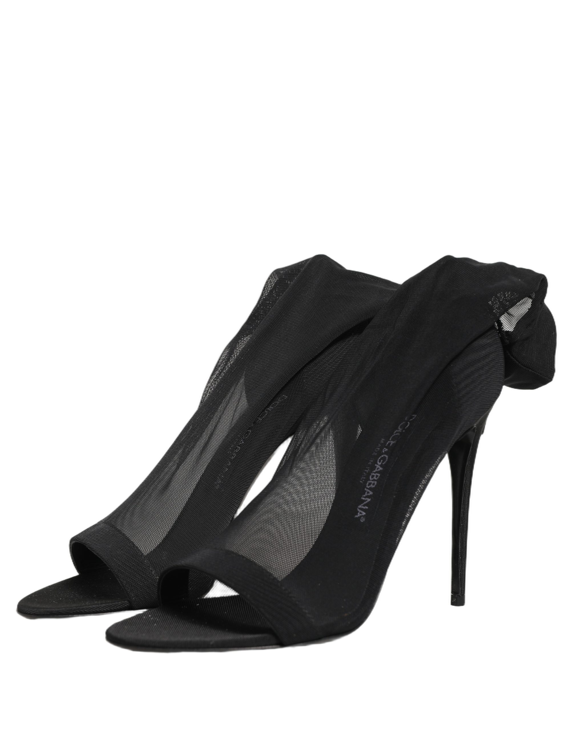 Dolce & Gabbana Black Nylon Mesh Sock Style Boots Shoes - Image 3