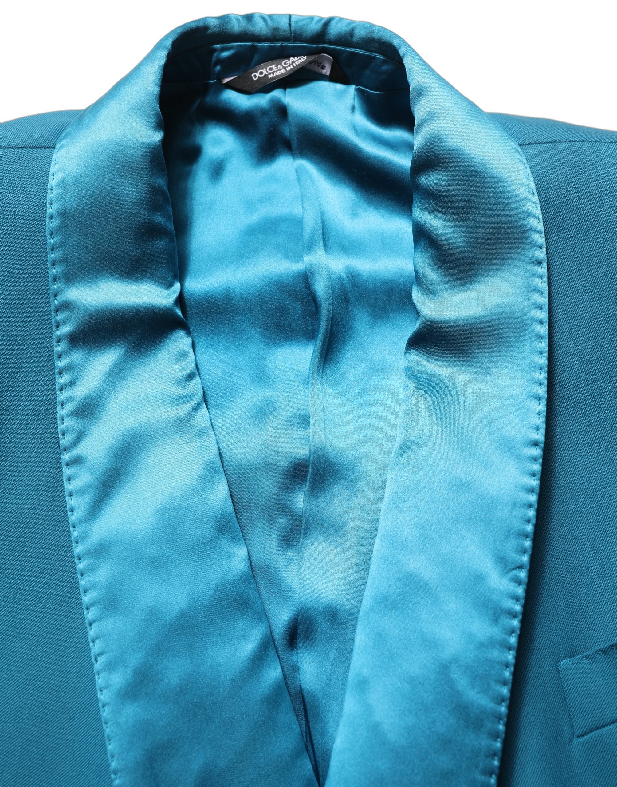 Dolce & Gabbana Teal Wool Double Breasted Formal Coat Blazer