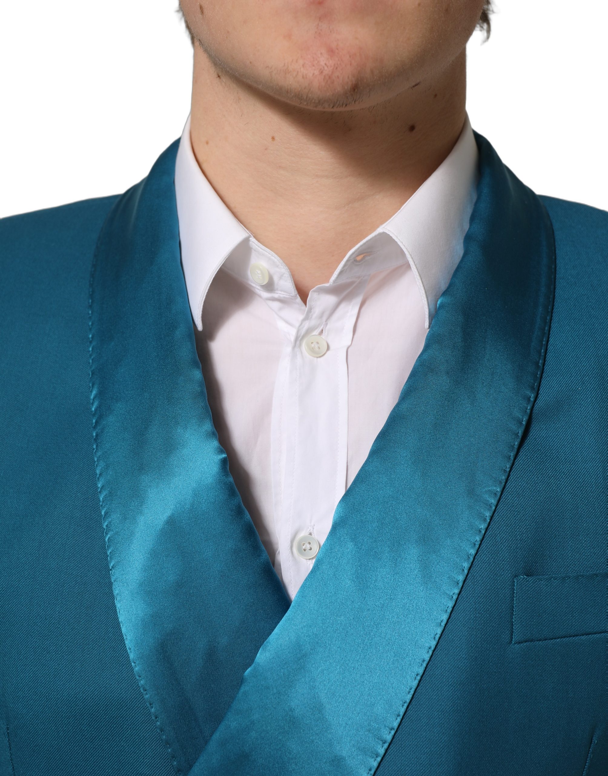 Dolce & Gabbana Teal Wool Double Breasted Formal Coat Blazer - Image 2