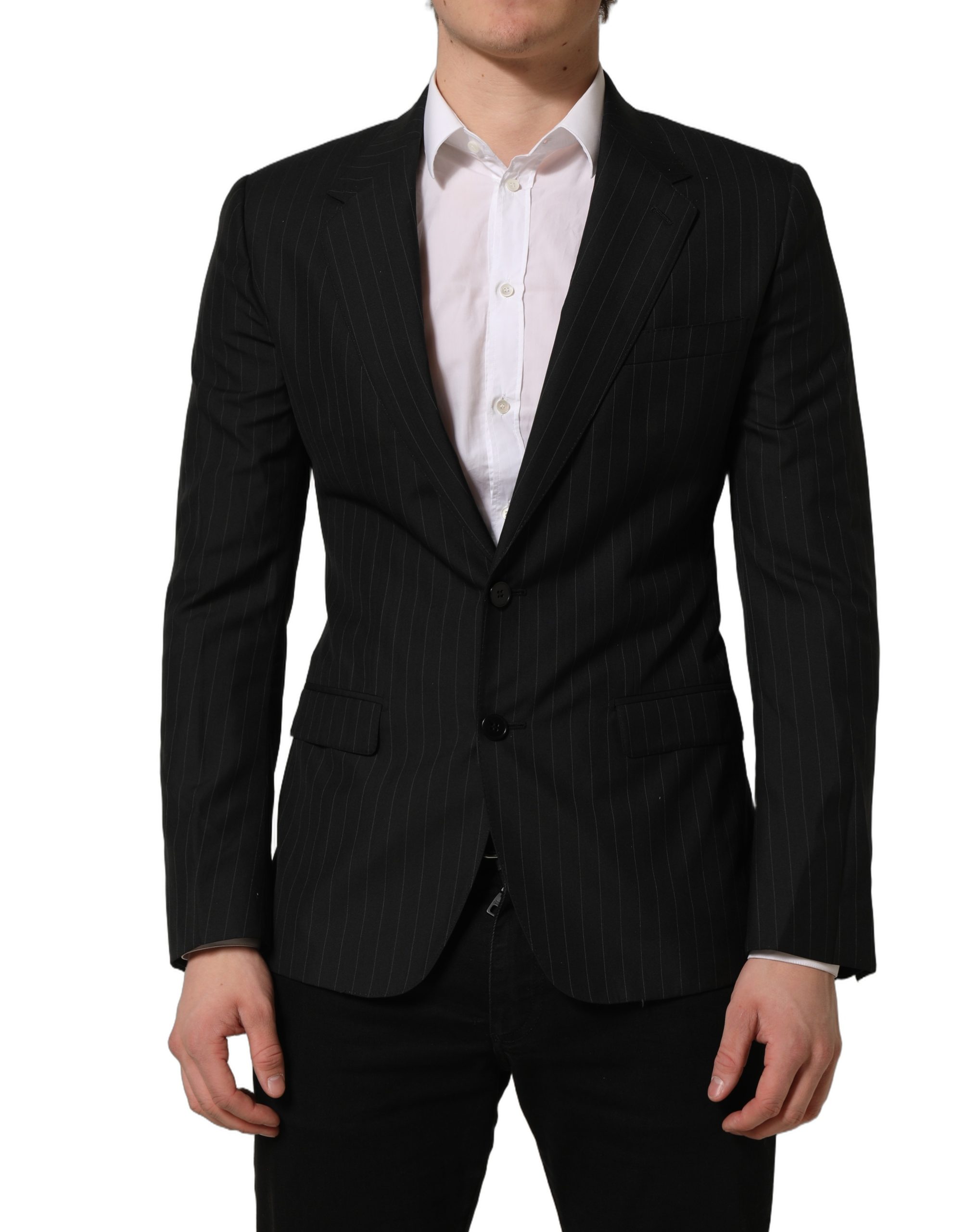 Dolce & Gabbana Black Stripes Wool Single Breasted Blazer - Image 3