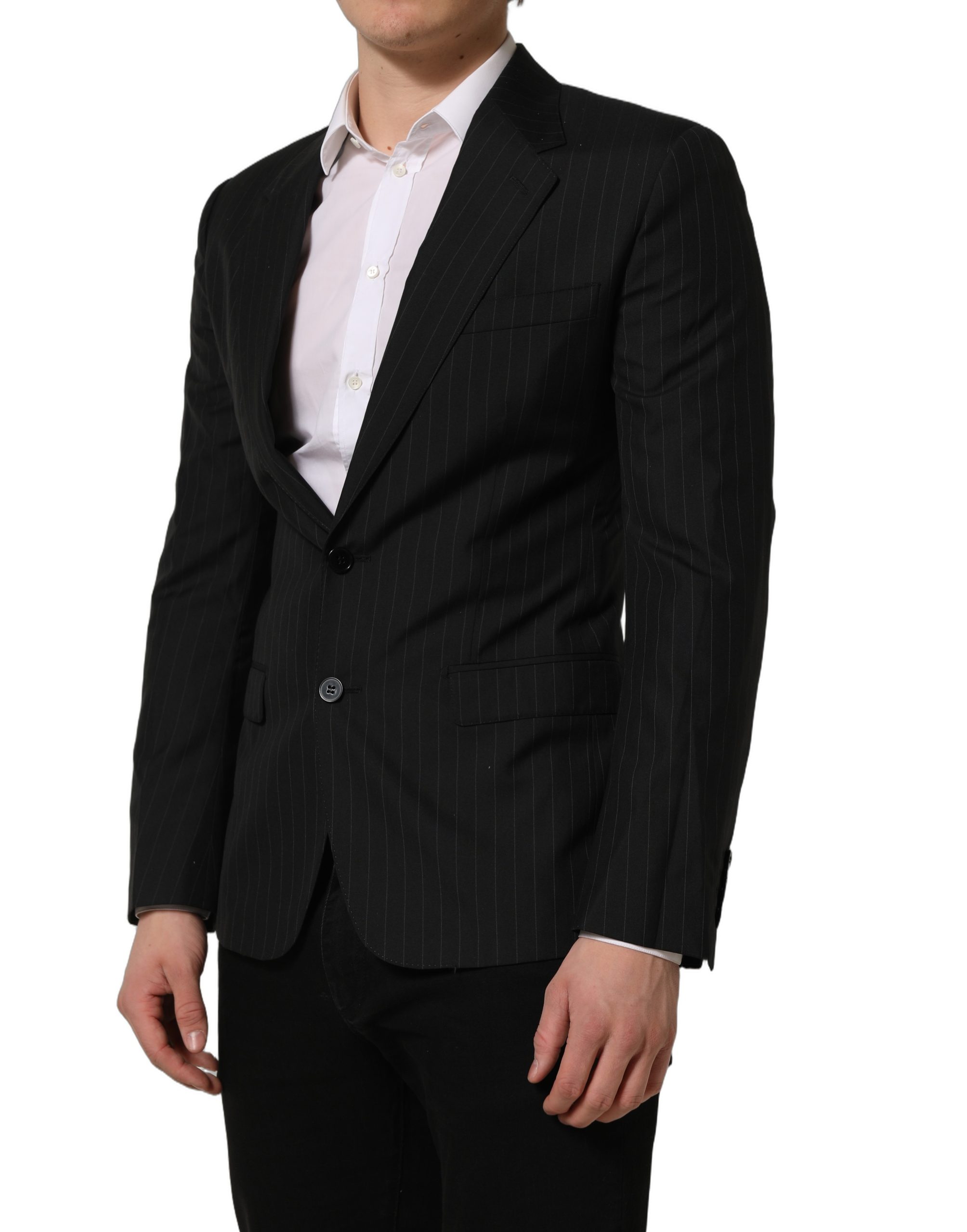 Dolce & Gabbana Black Stripes Wool Single Breasted Blazer - Image 4