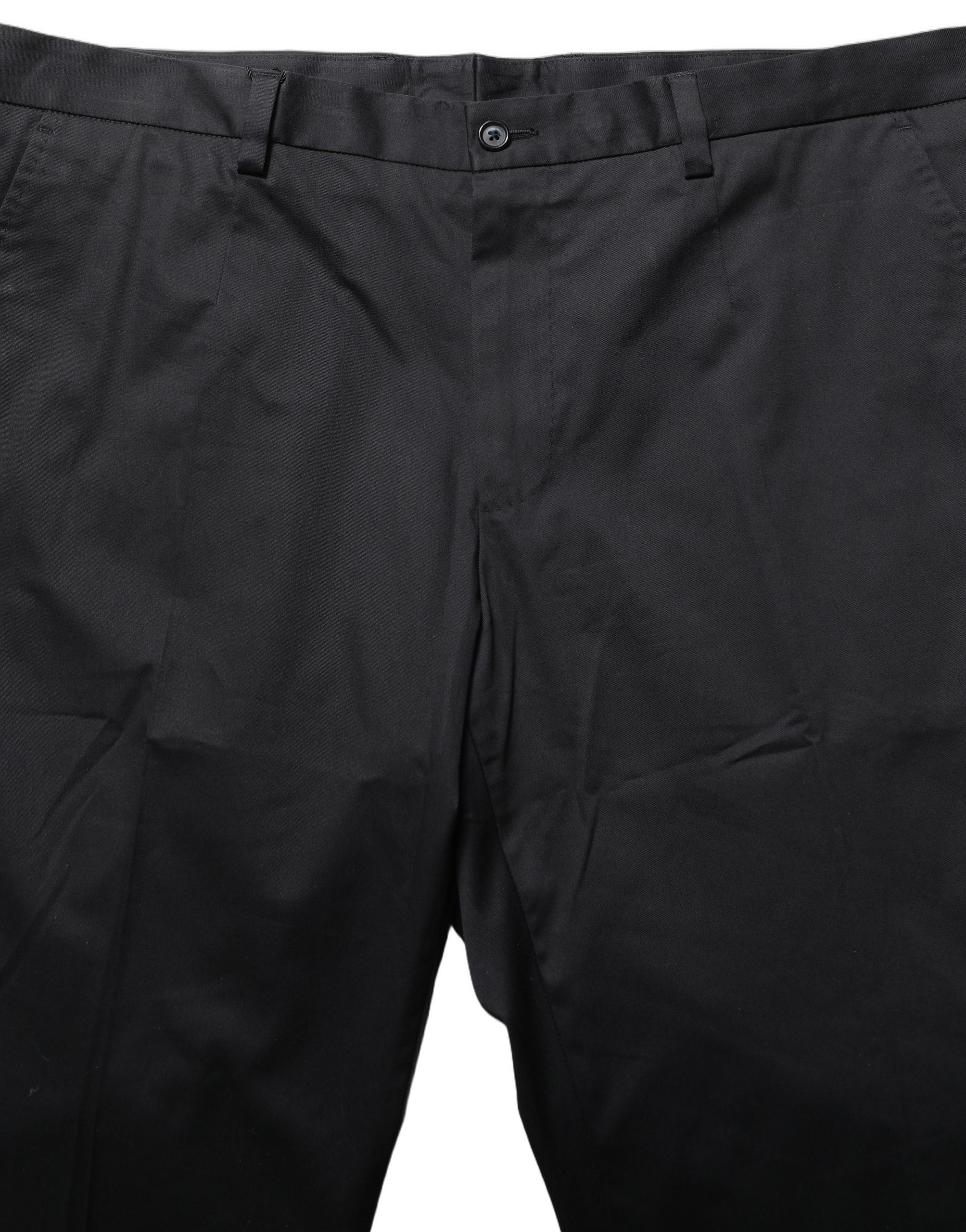 Dolce & Gabbana Black Cotton Tapered Leg Dress Trouser Pants
