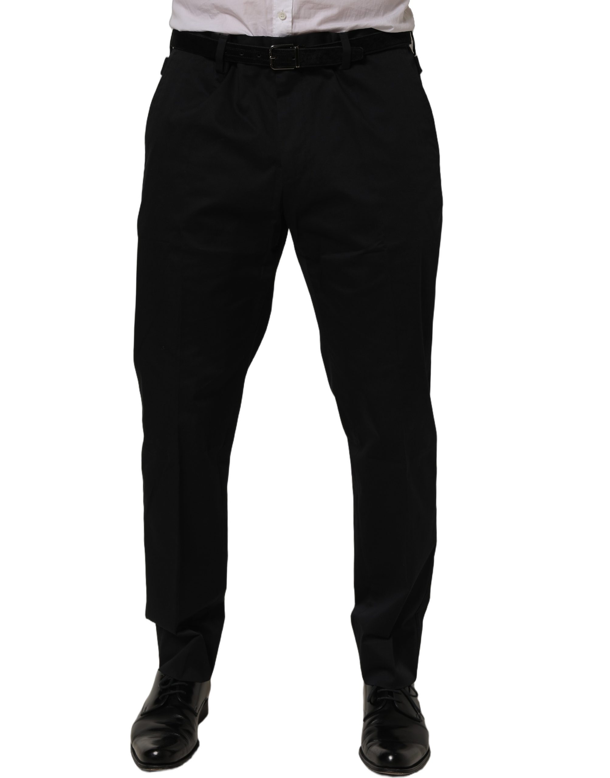 Dolce & Gabbana Black Cotton Tapered Leg Dress Trouser Pants - Image 3