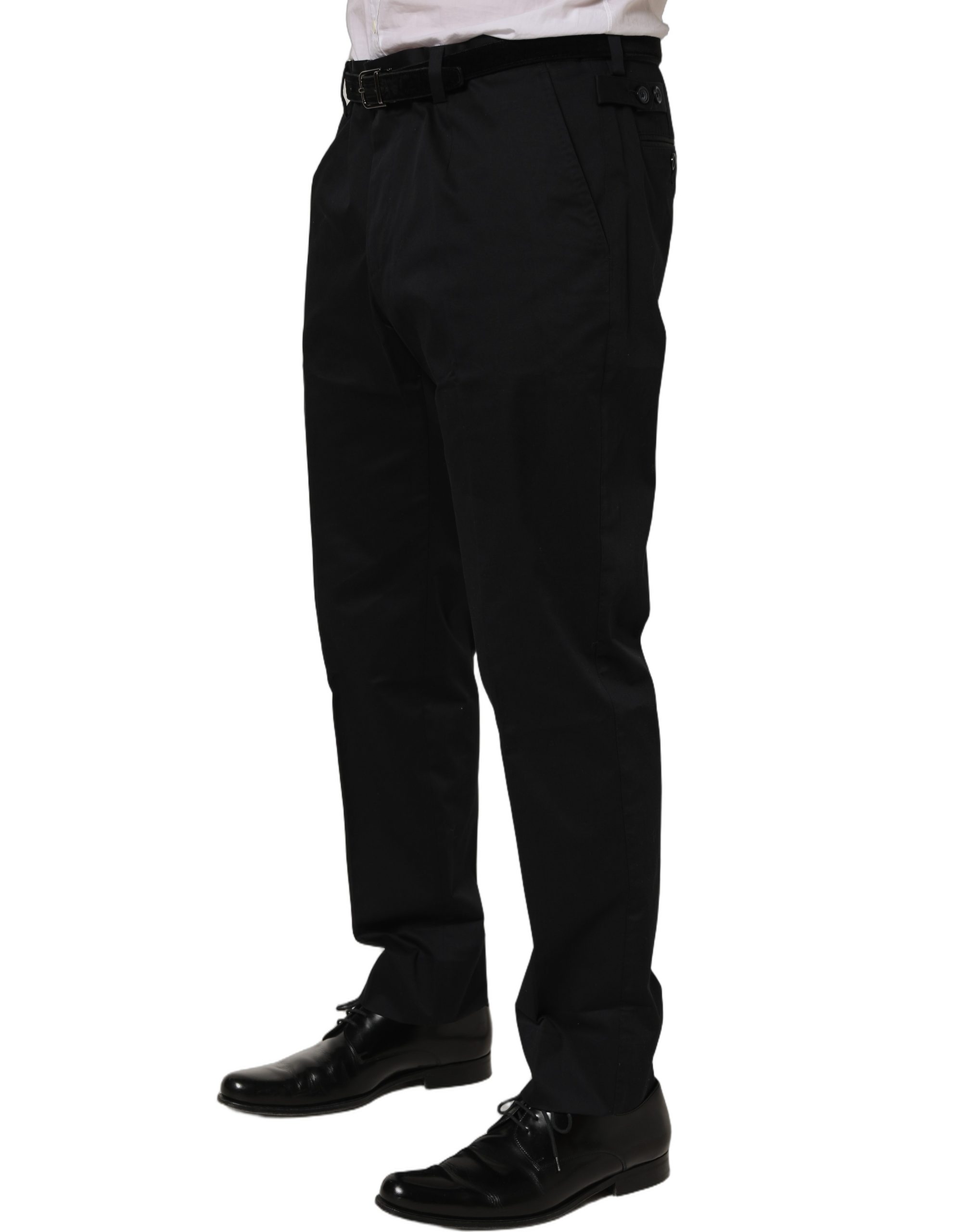 Dolce & Gabbana Black Cotton Tapered Leg Dress Trouser Pants - Image 4