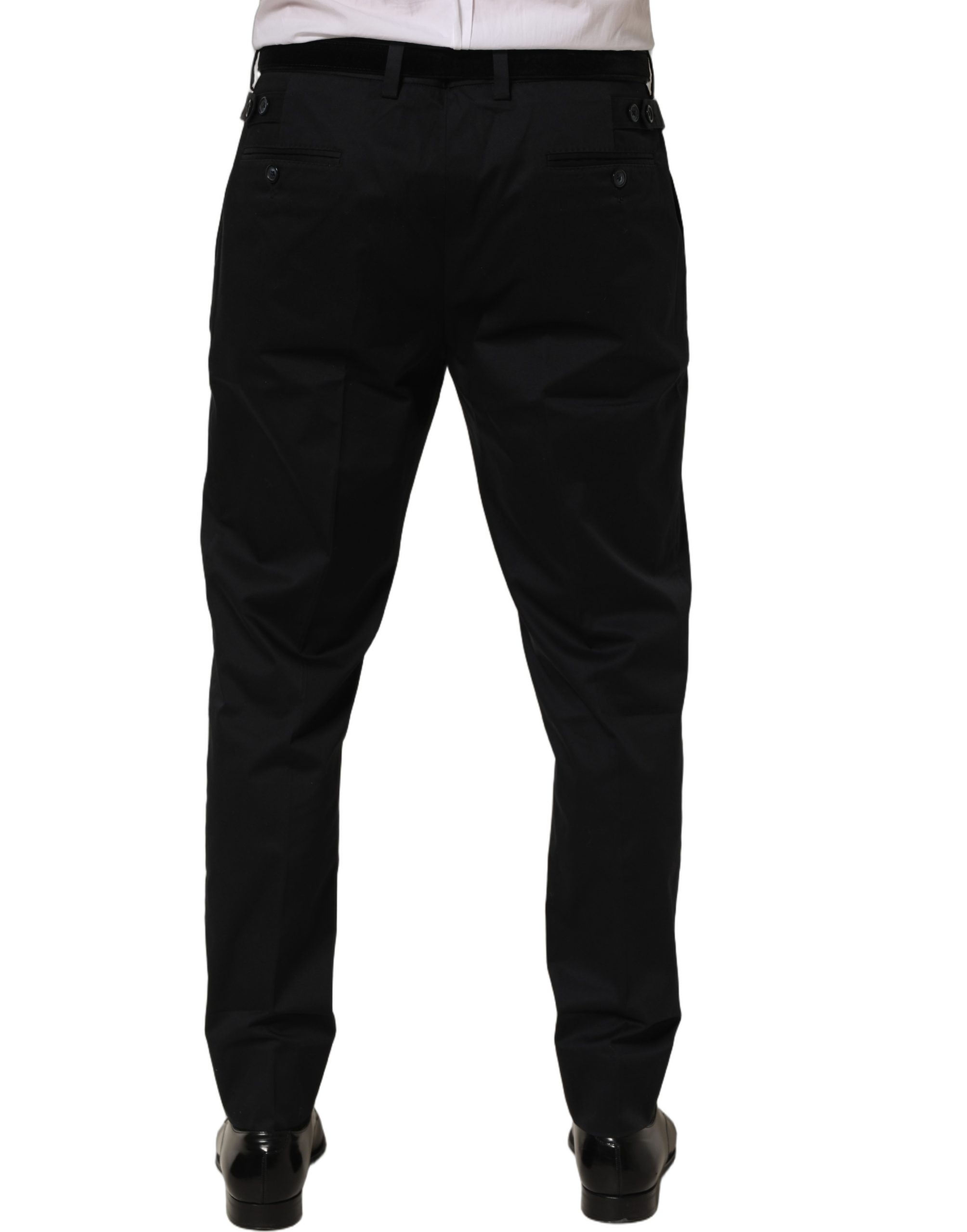 Dolce & Gabbana Black Cotton Tapered Leg Dress Trouser Pants - Image 5