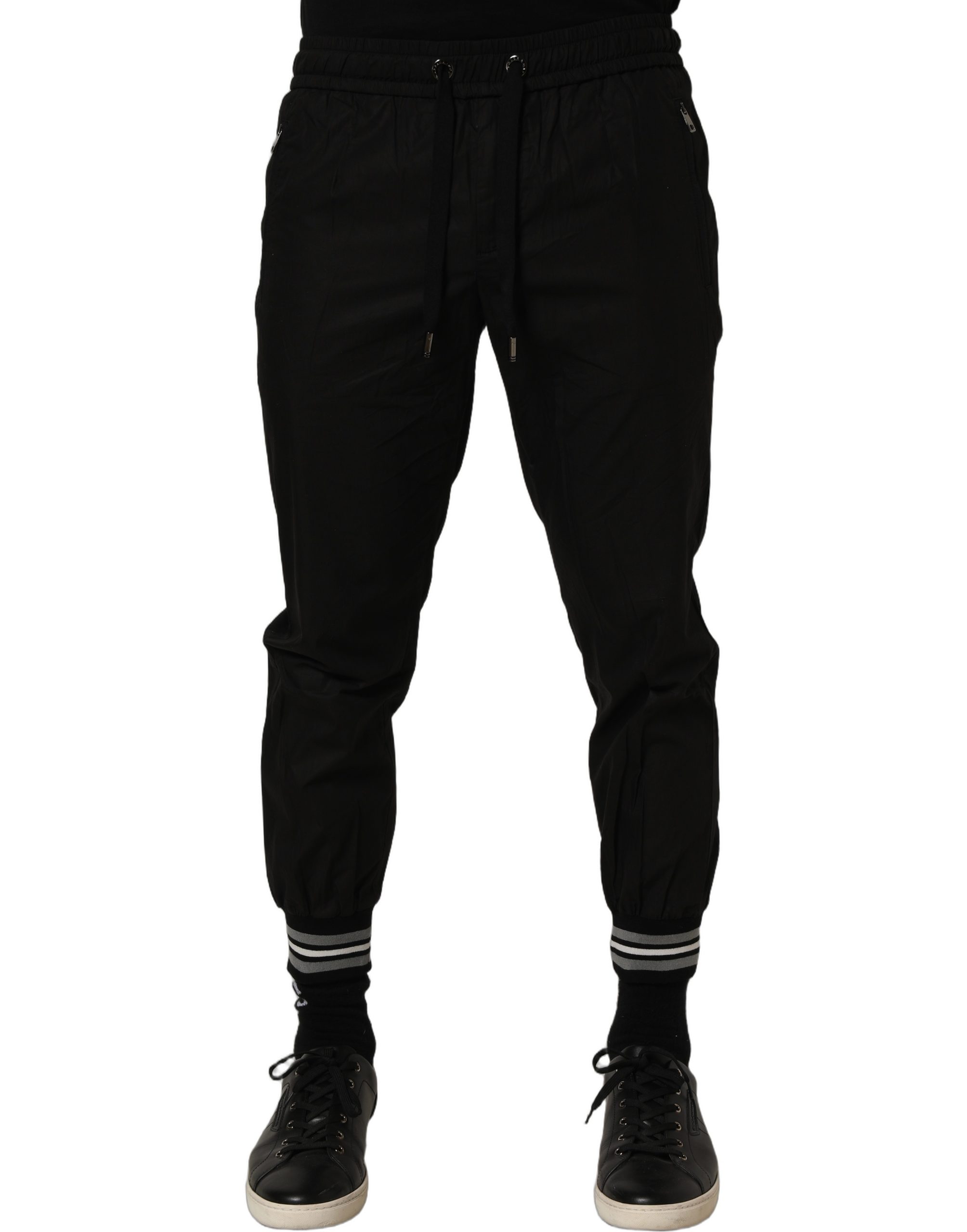 Dolce & Gabbana Black Cotton Mid Waist Jogger Sweatpants Pants - Image 2