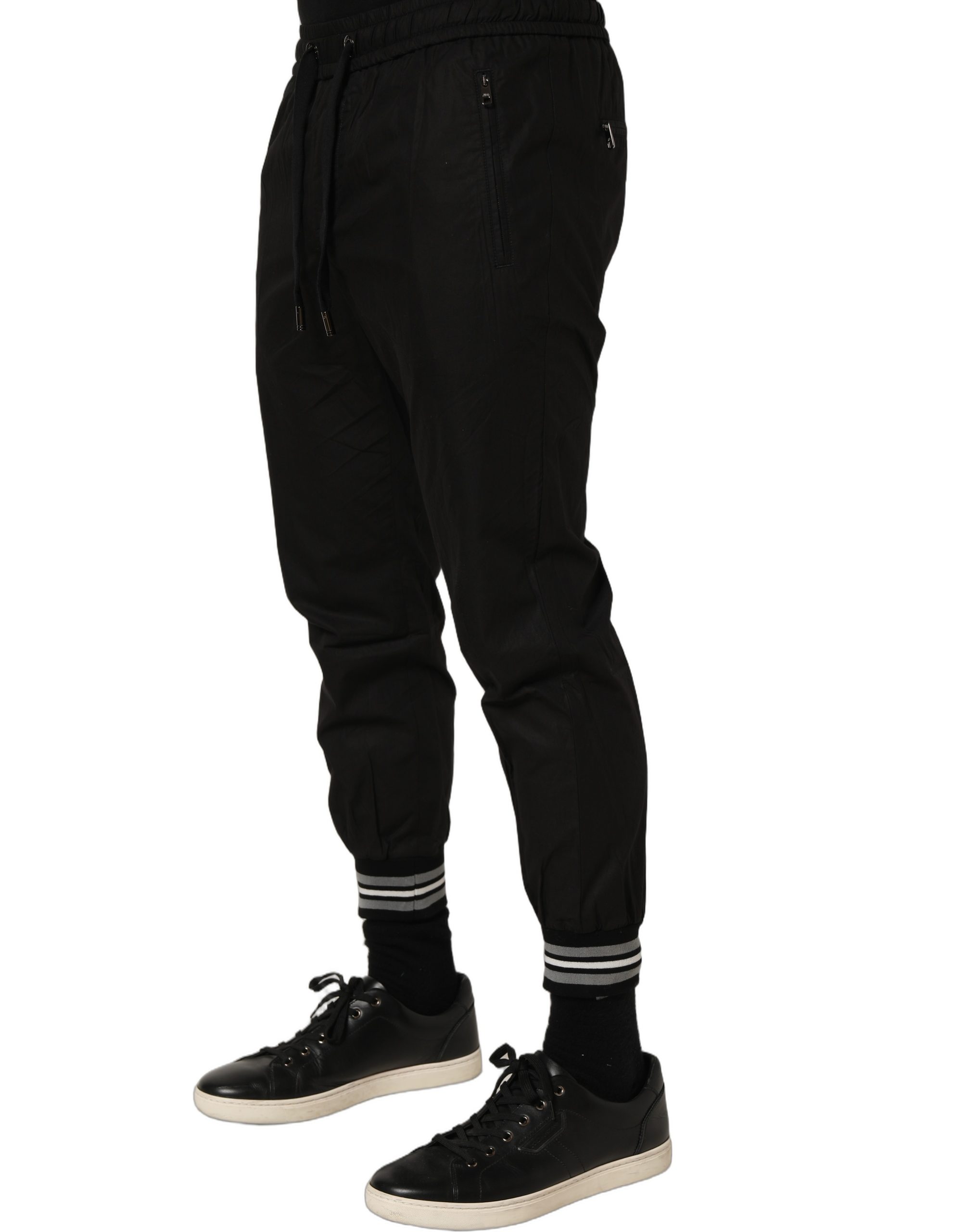 Dolce & Gabbana Black Cotton Mid Waist Jogger Sweatpants Pants - Image 4