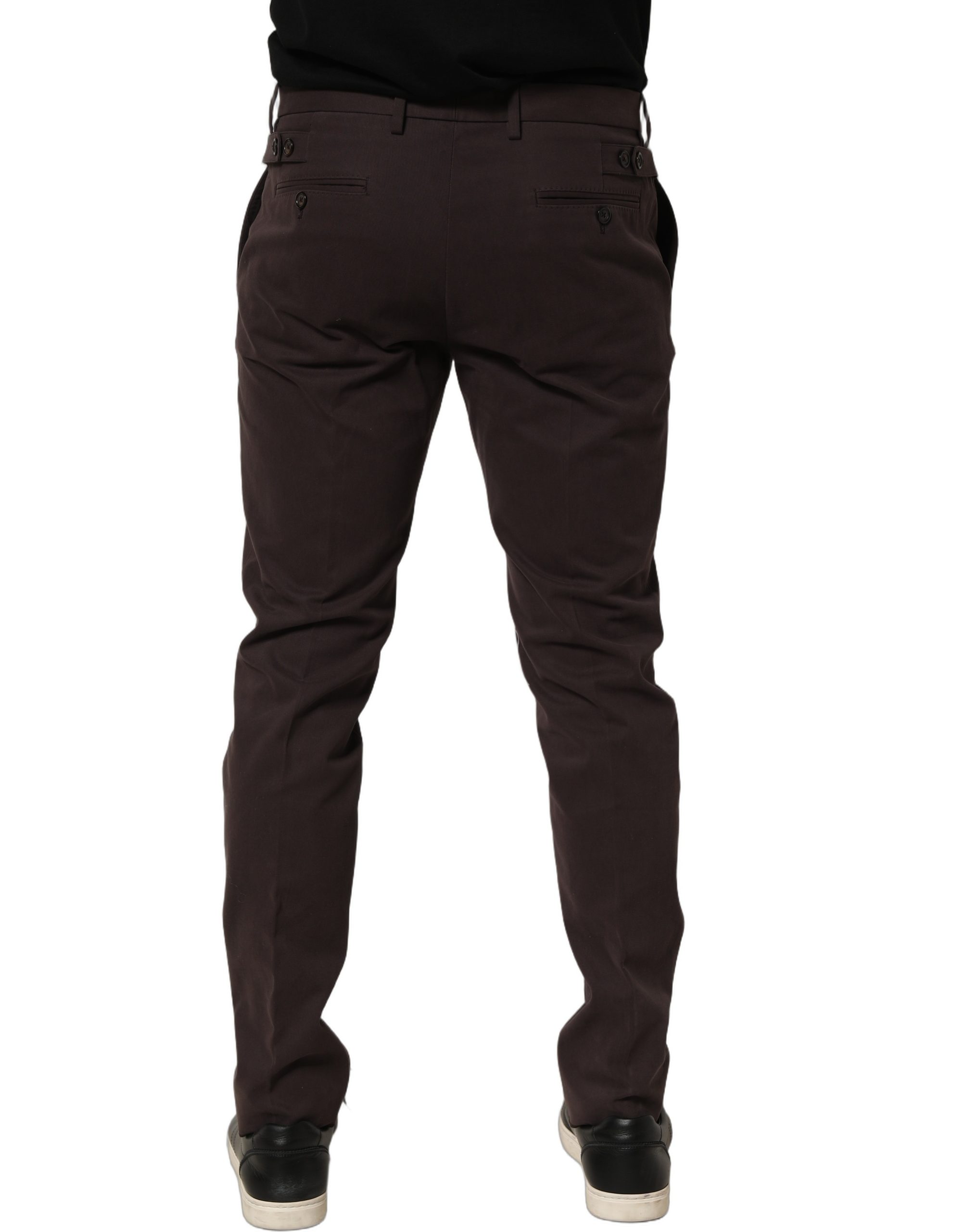 Dolce & Gabbana Brown Cotton Skinny Leg Dress Trouser Pants - Image 2