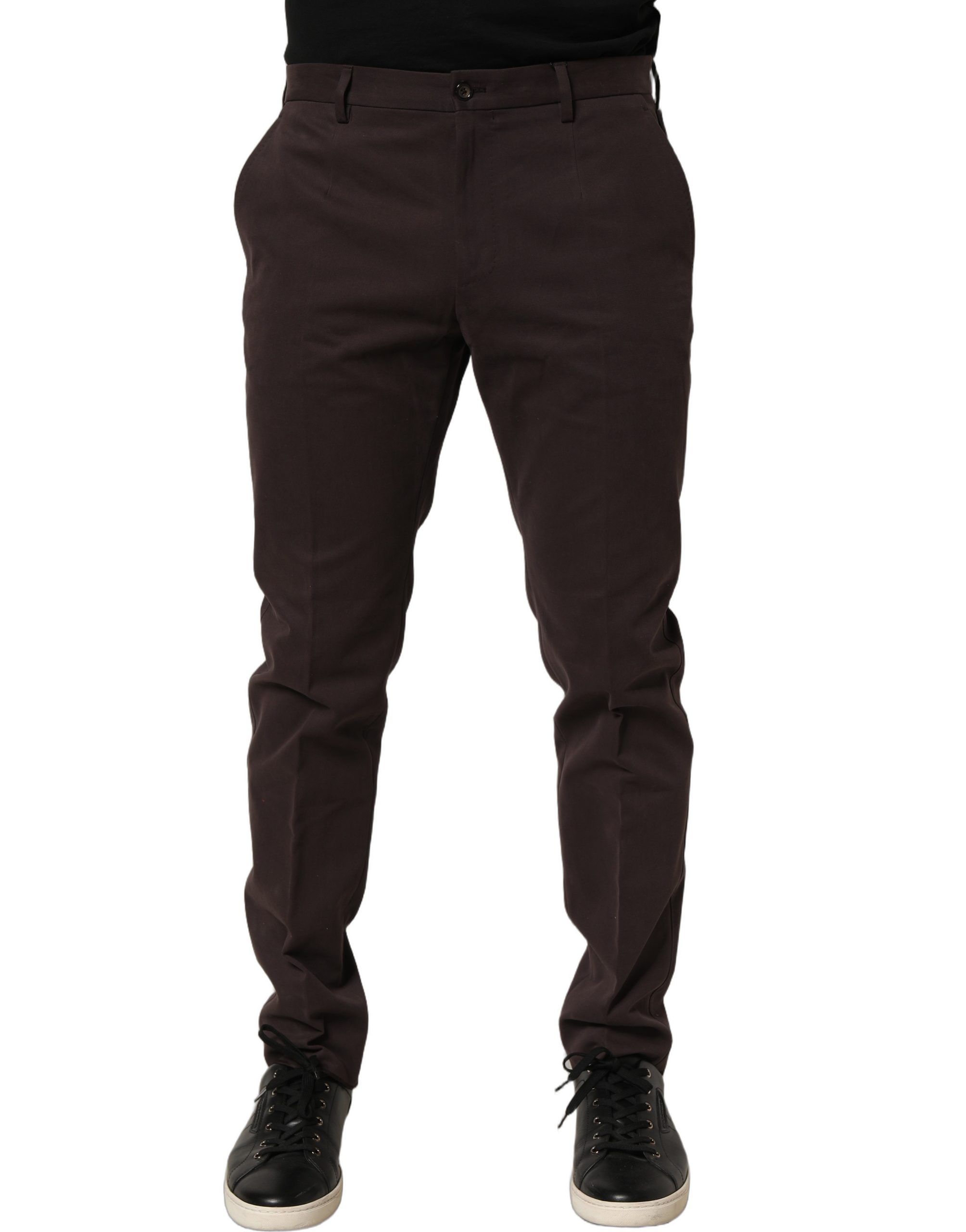 Dolce & Gabbana Brown Cotton Skinny Leg Dress Trouser Pants - Image 5