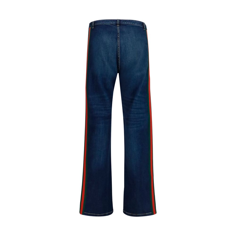 Gucci Blue Cotton Flared Jeans - Image 2