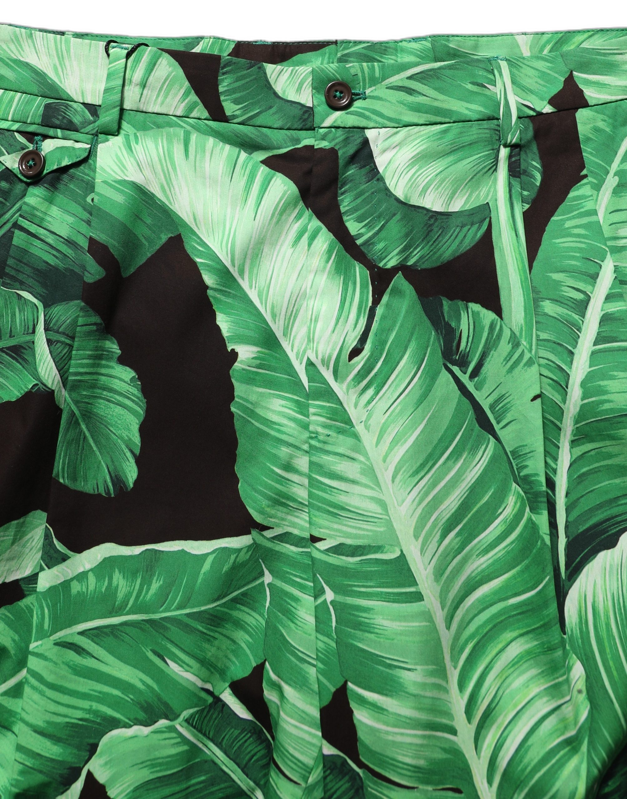 Dolce & Gabbana Black Green Banana Leaf Men Bermuda Shorts - Image 5