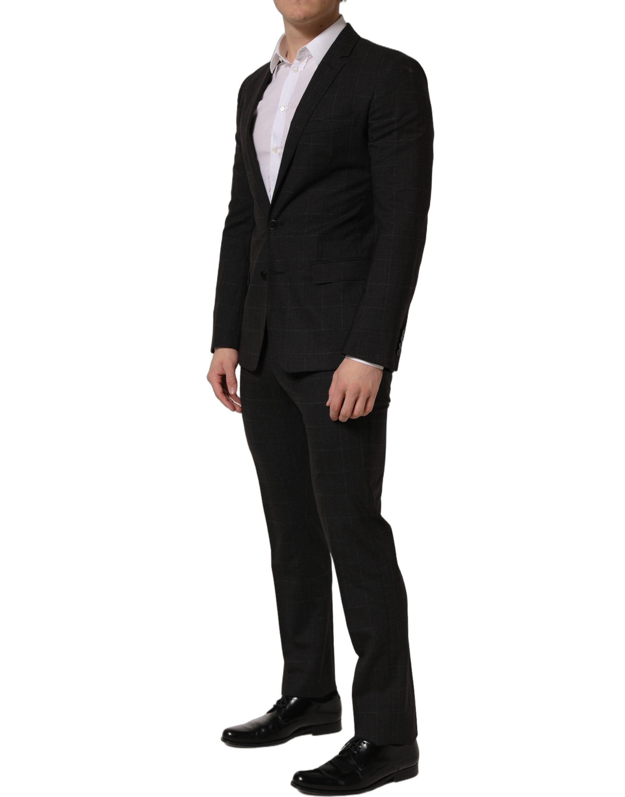 Dolce & Gabbana Dark Gray Wool Slim Fit Formal 2 Piece Men Suit - Image 4